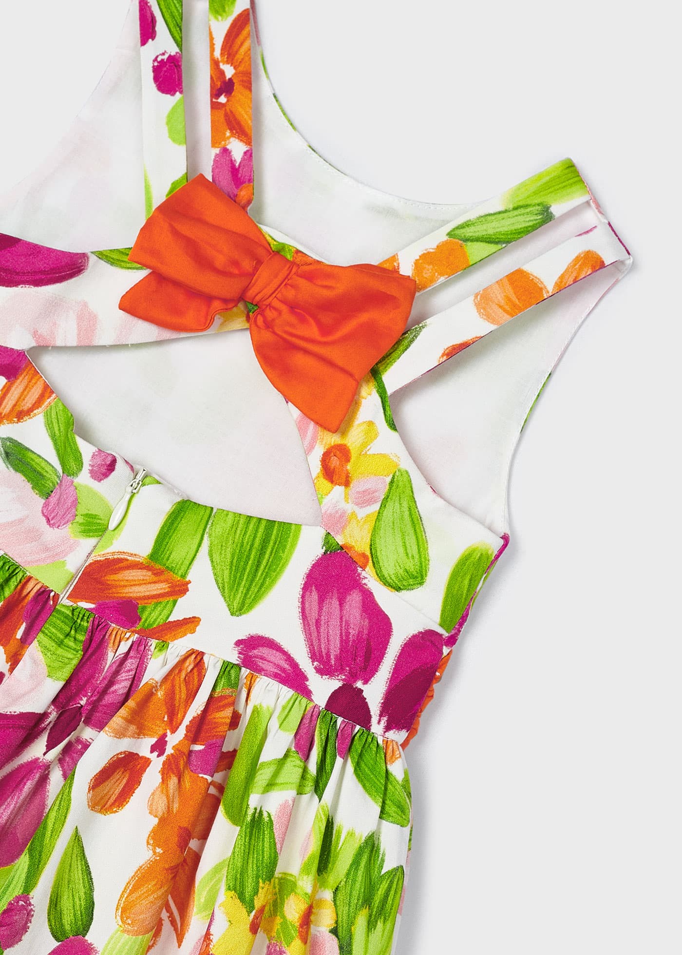 Vestito fiori con fiocco bambina