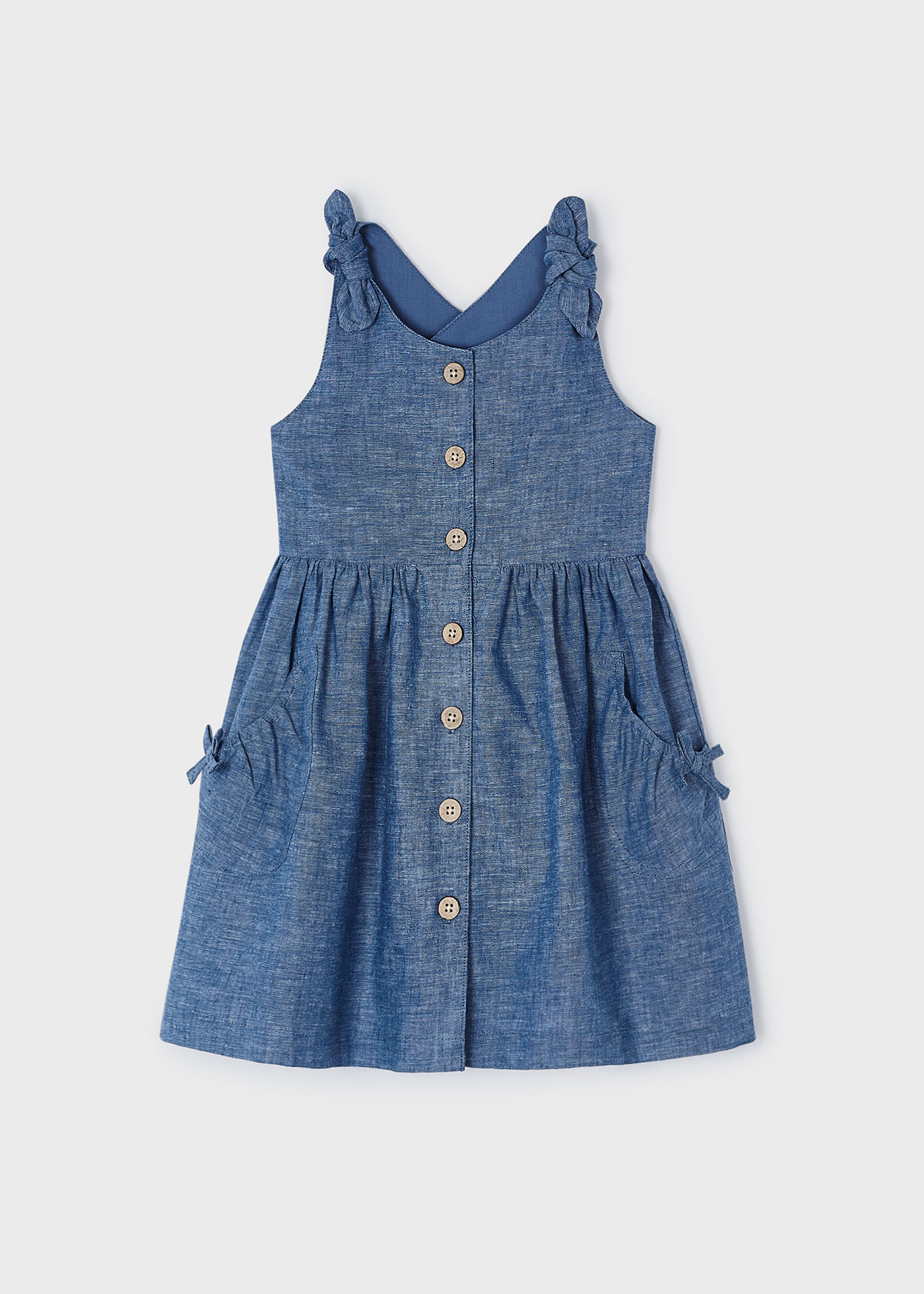 Girl Button Linen Dress