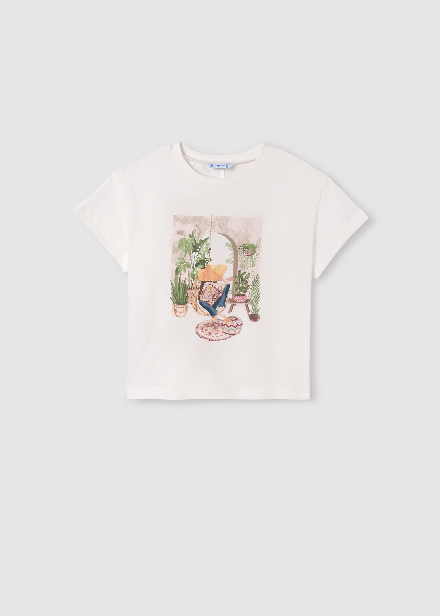 Girl Cut Out Back T Shirt Off white Mayoral