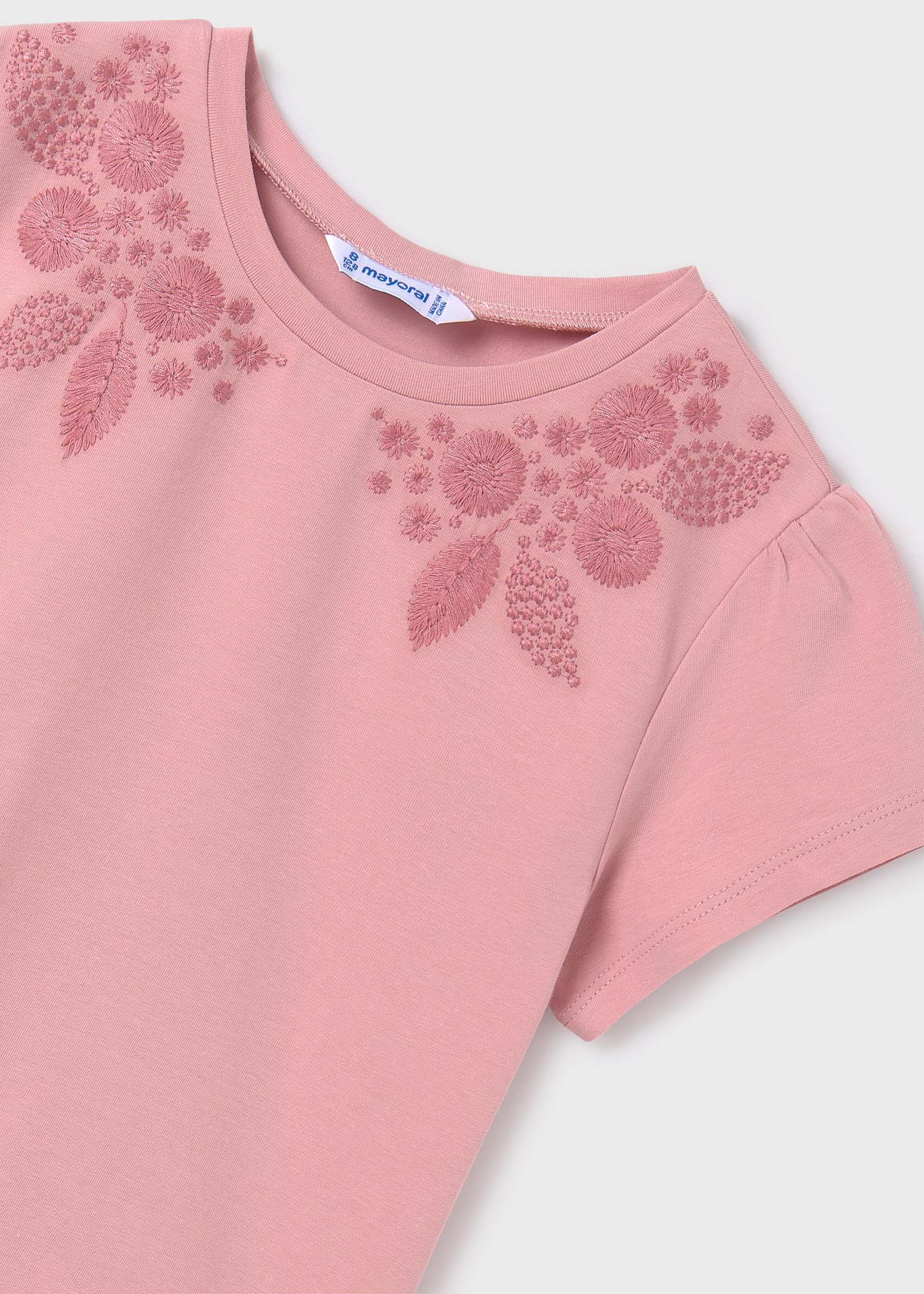 Girls t-shirt floral embroidery