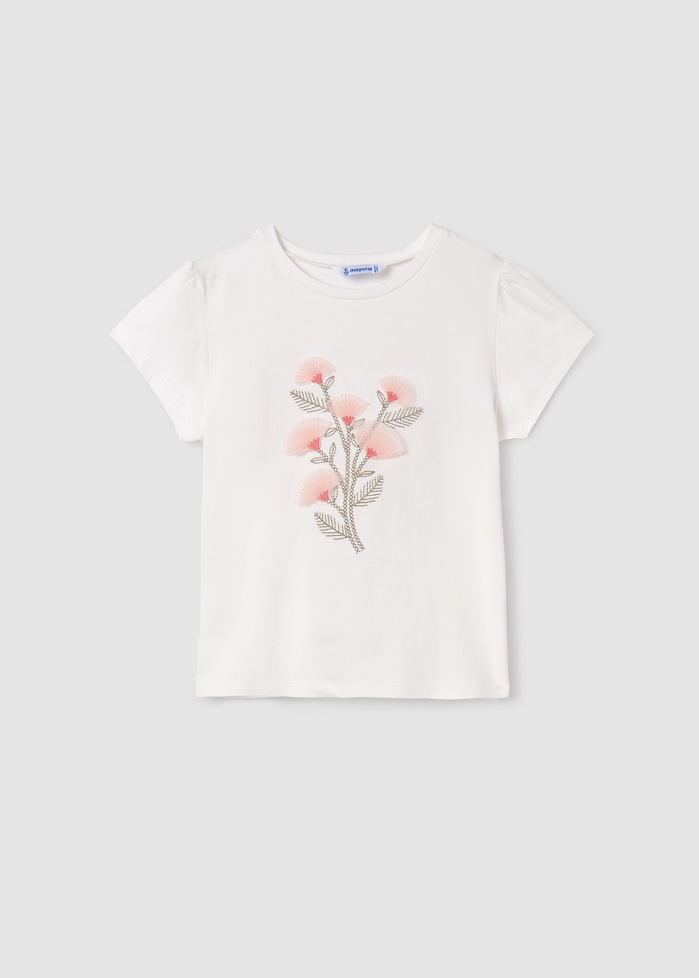 Girls t-shirt floral embroidery