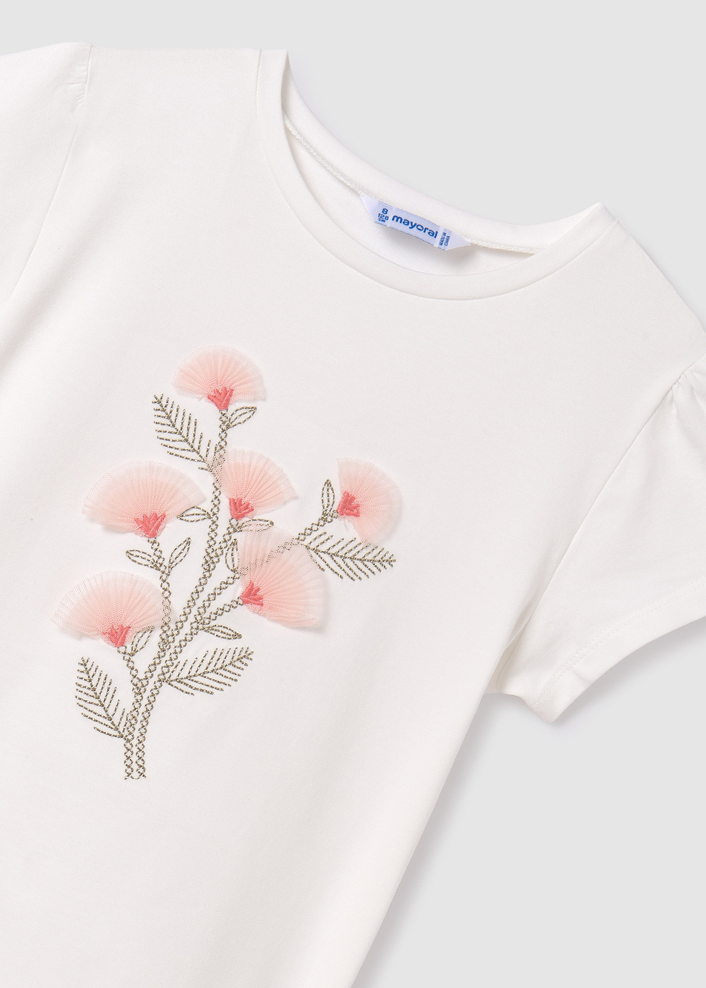 Girls t-shirt floral embroidery