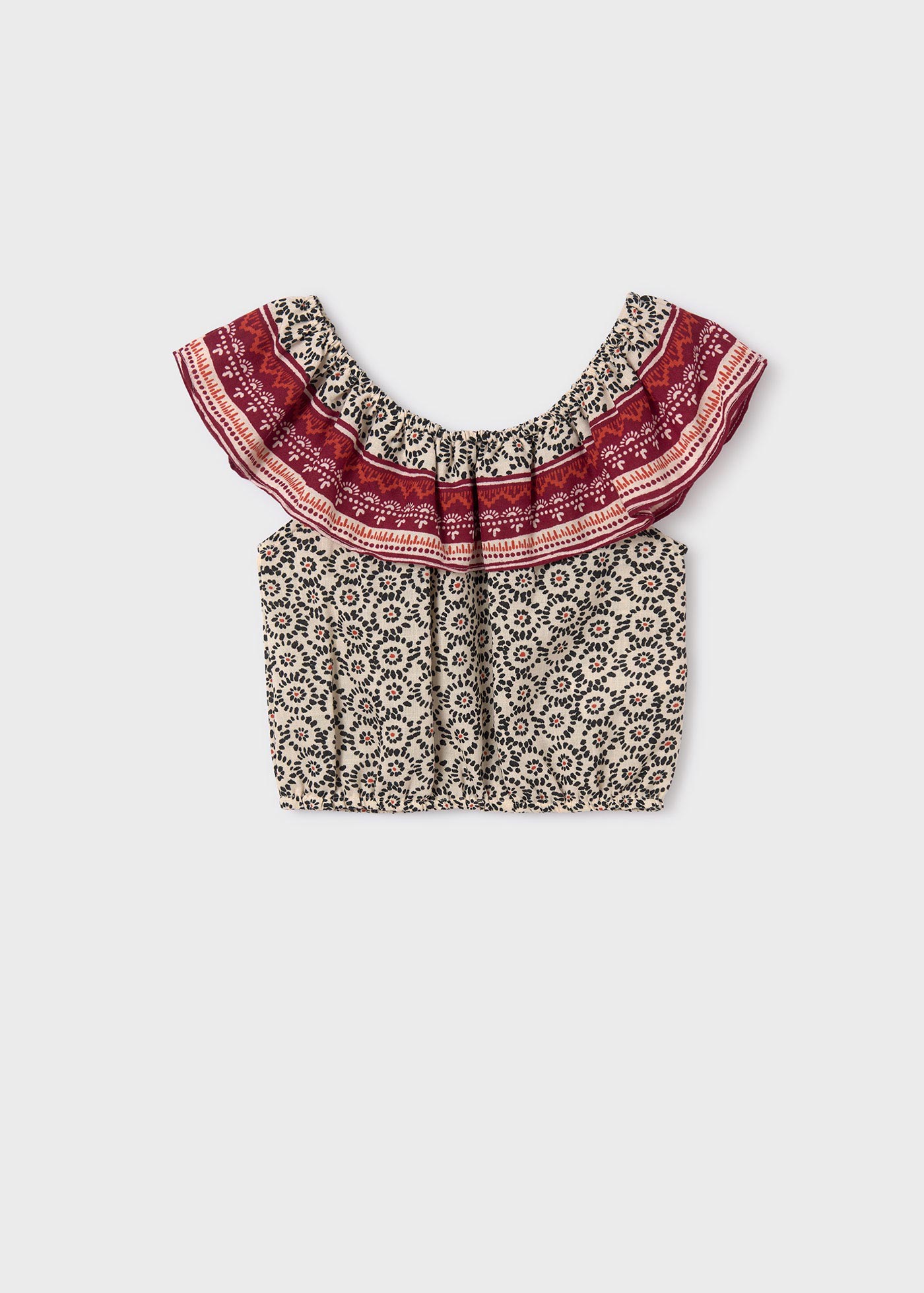 Girls ruffled printed top