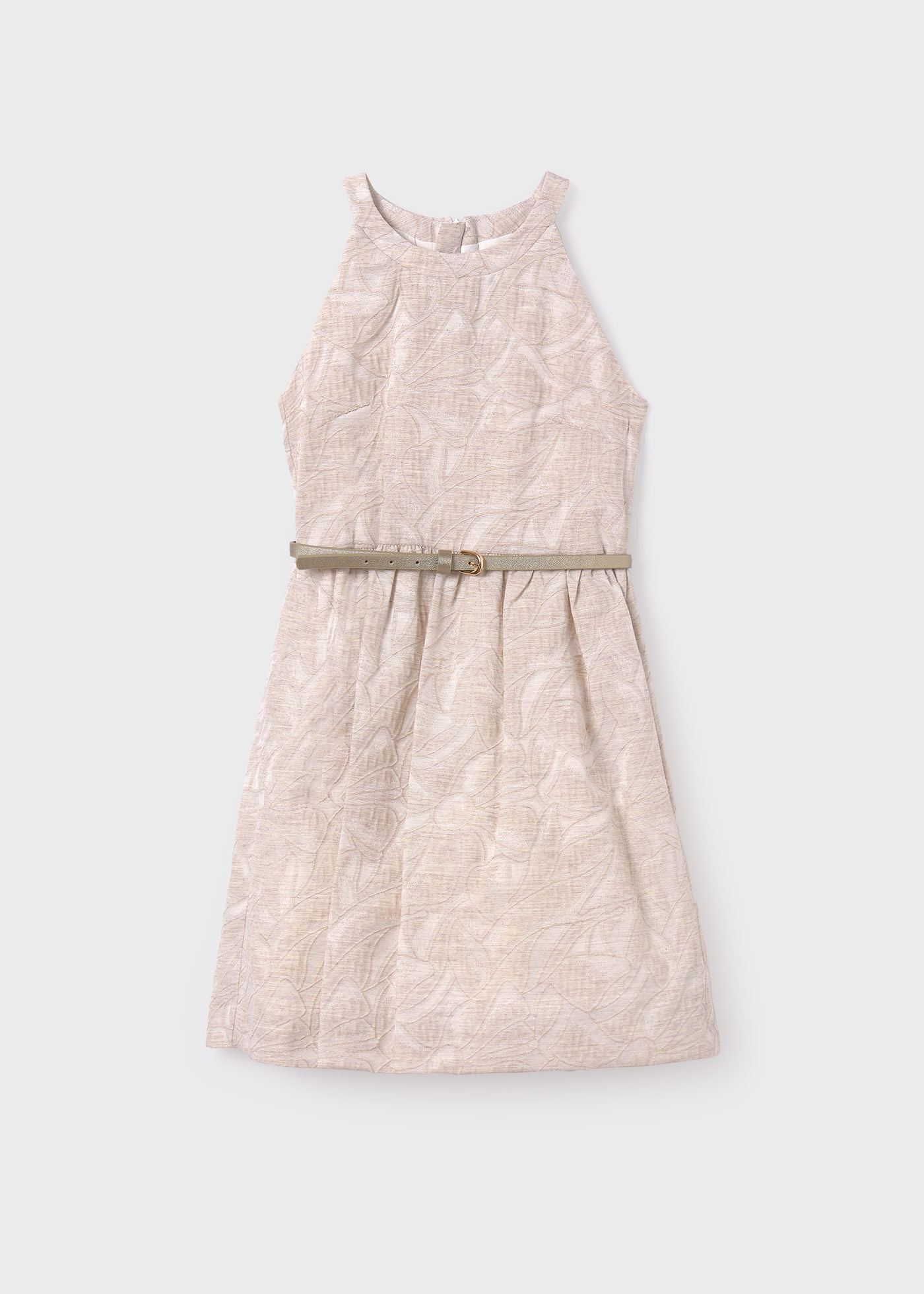 Girls jacquard belted dress