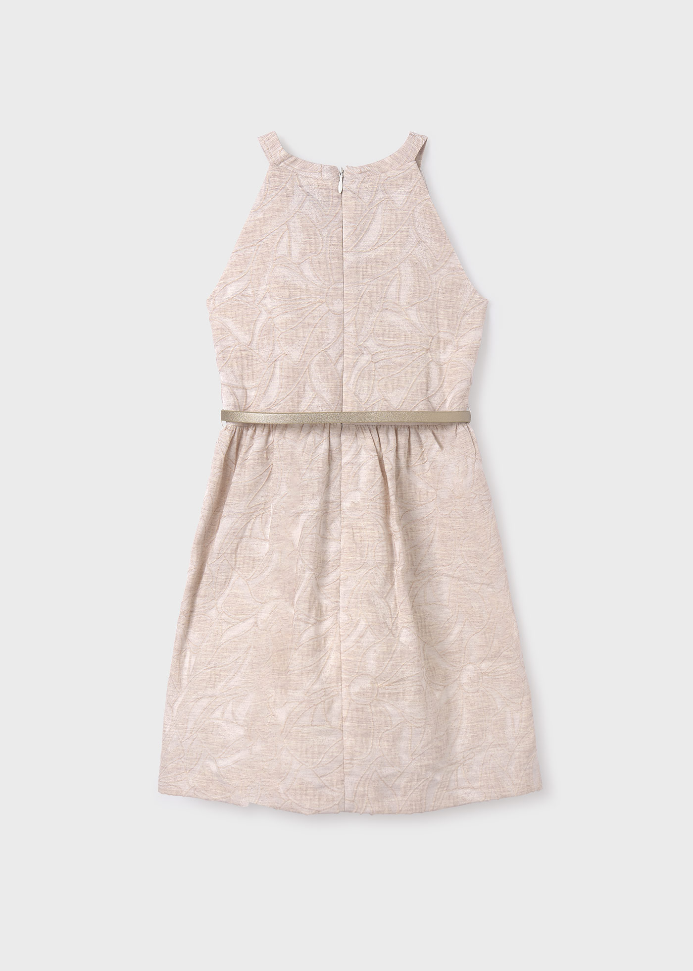 Girls jacquard belted dress