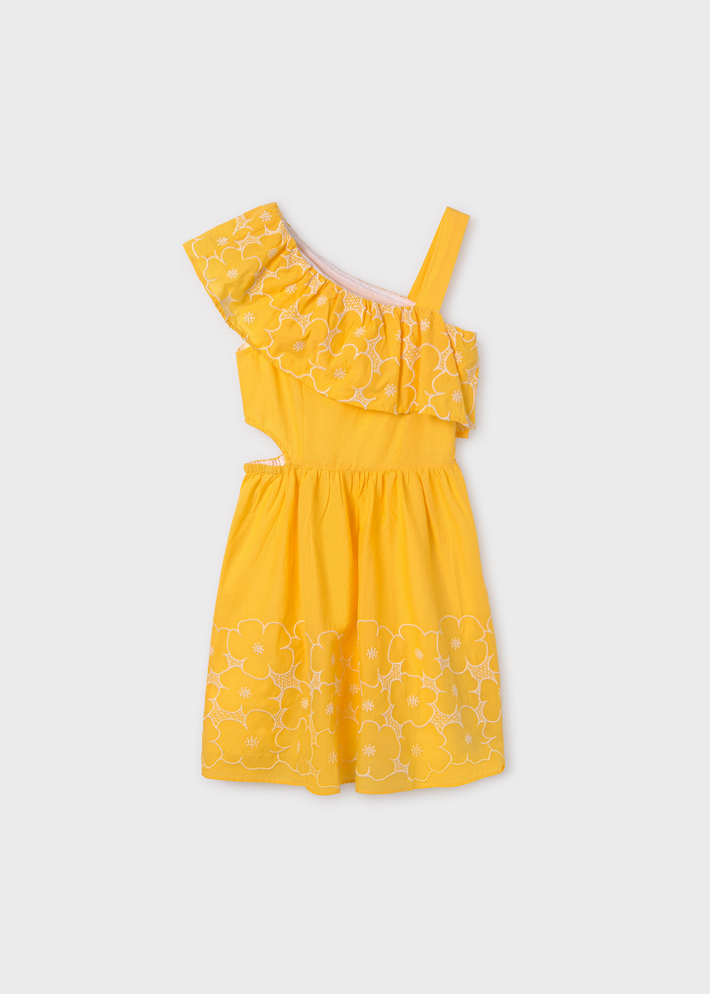 Robe asymétrique brodée fille