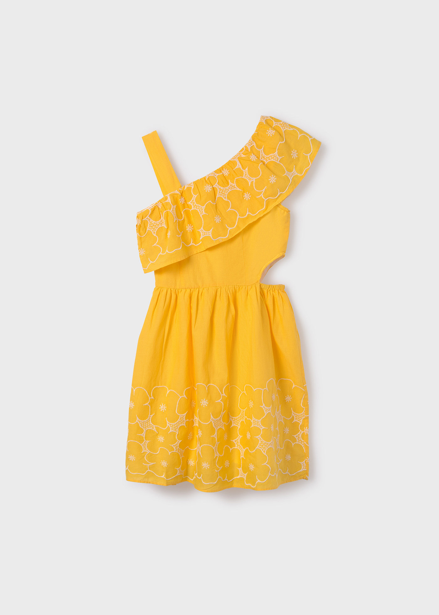 Robe asymétrique brodée fille