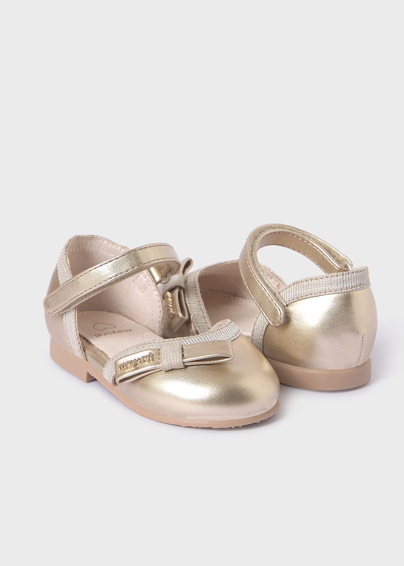 Ballerine metallizzate aperte suola in pelle sostenibile neonata