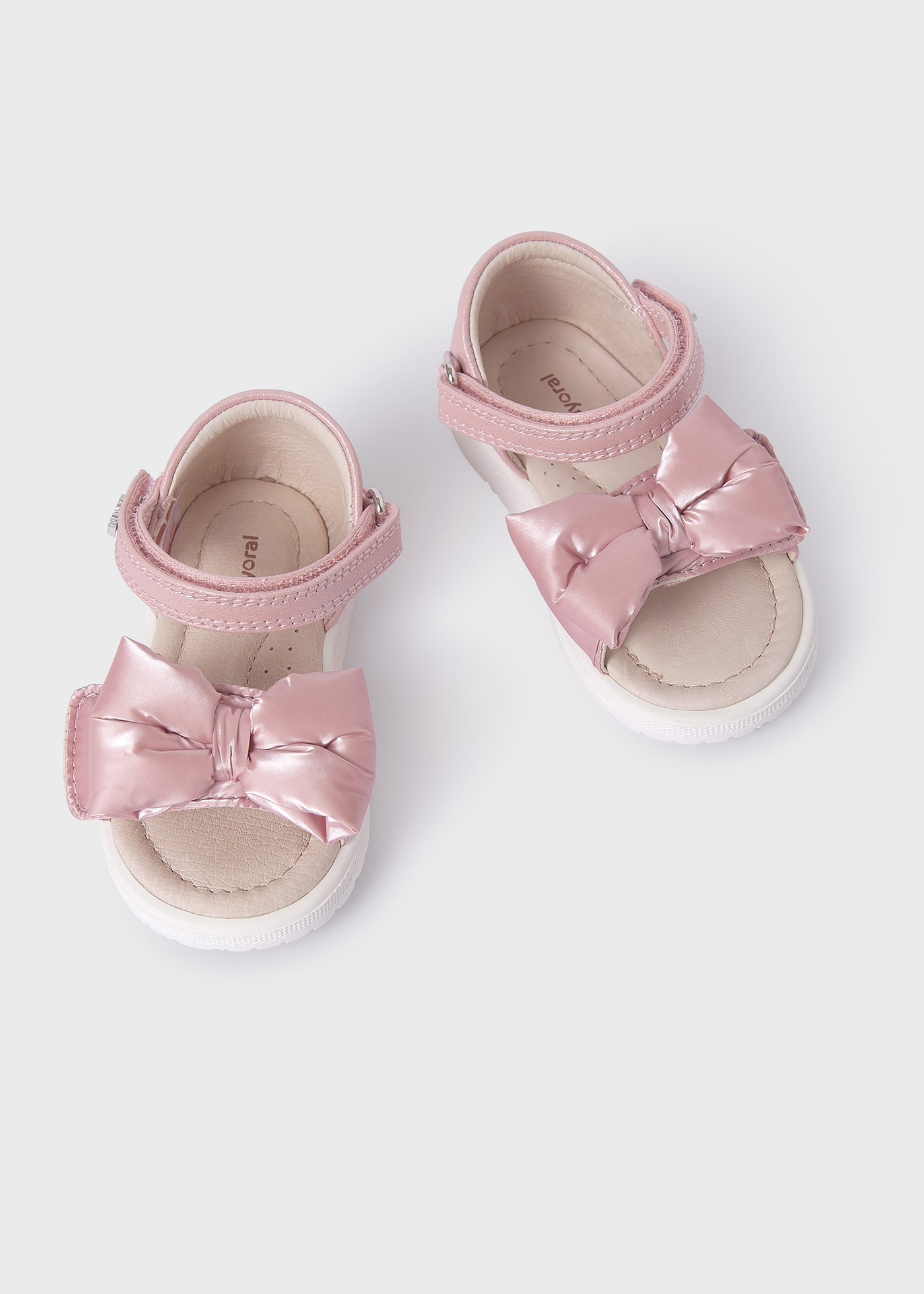 Sandales nœud avec semelle en cuir durable bébé