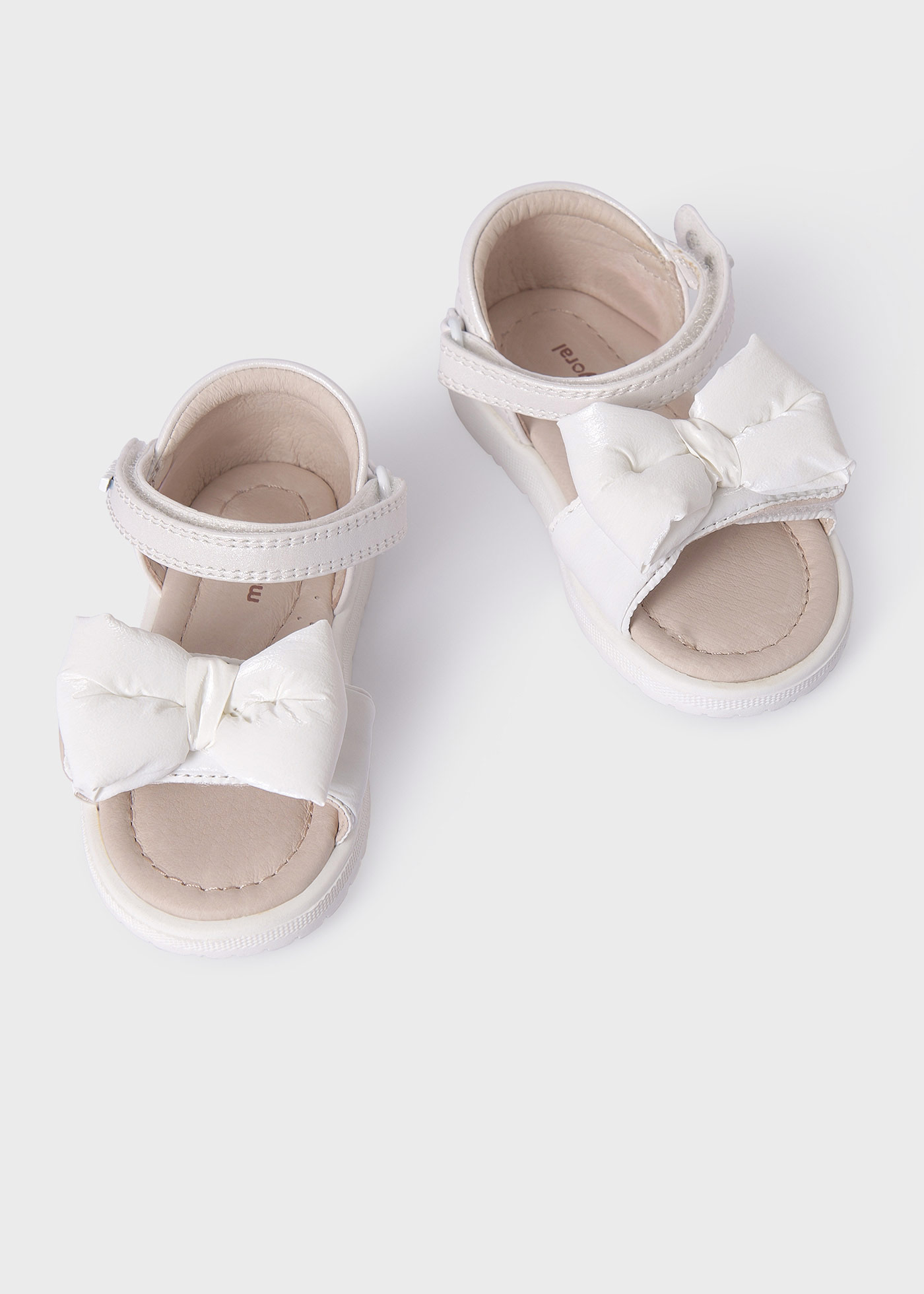 Sandales nœud avec semelle en cuir durable bébé