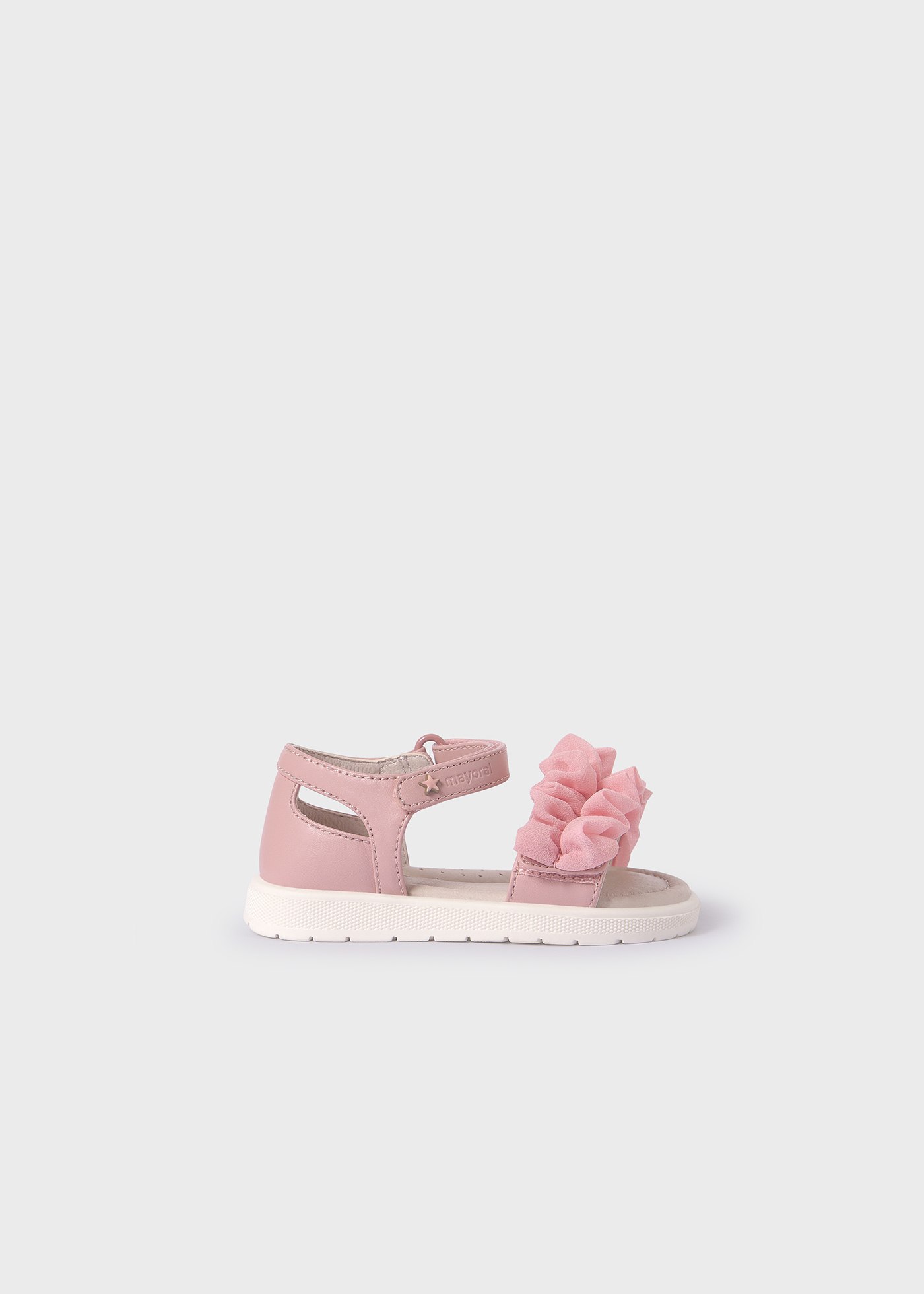 Baby ruffled sandals sustainable leather