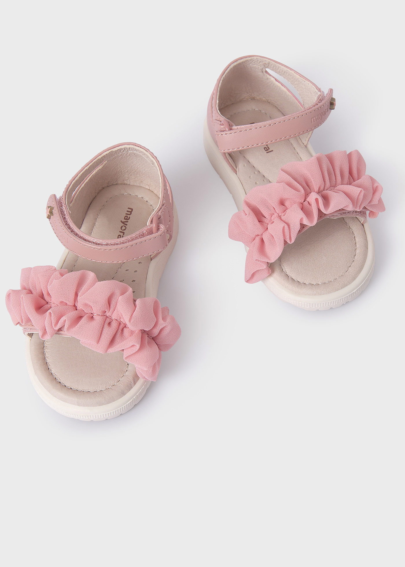 Baby ruffled sandals sustainable leather