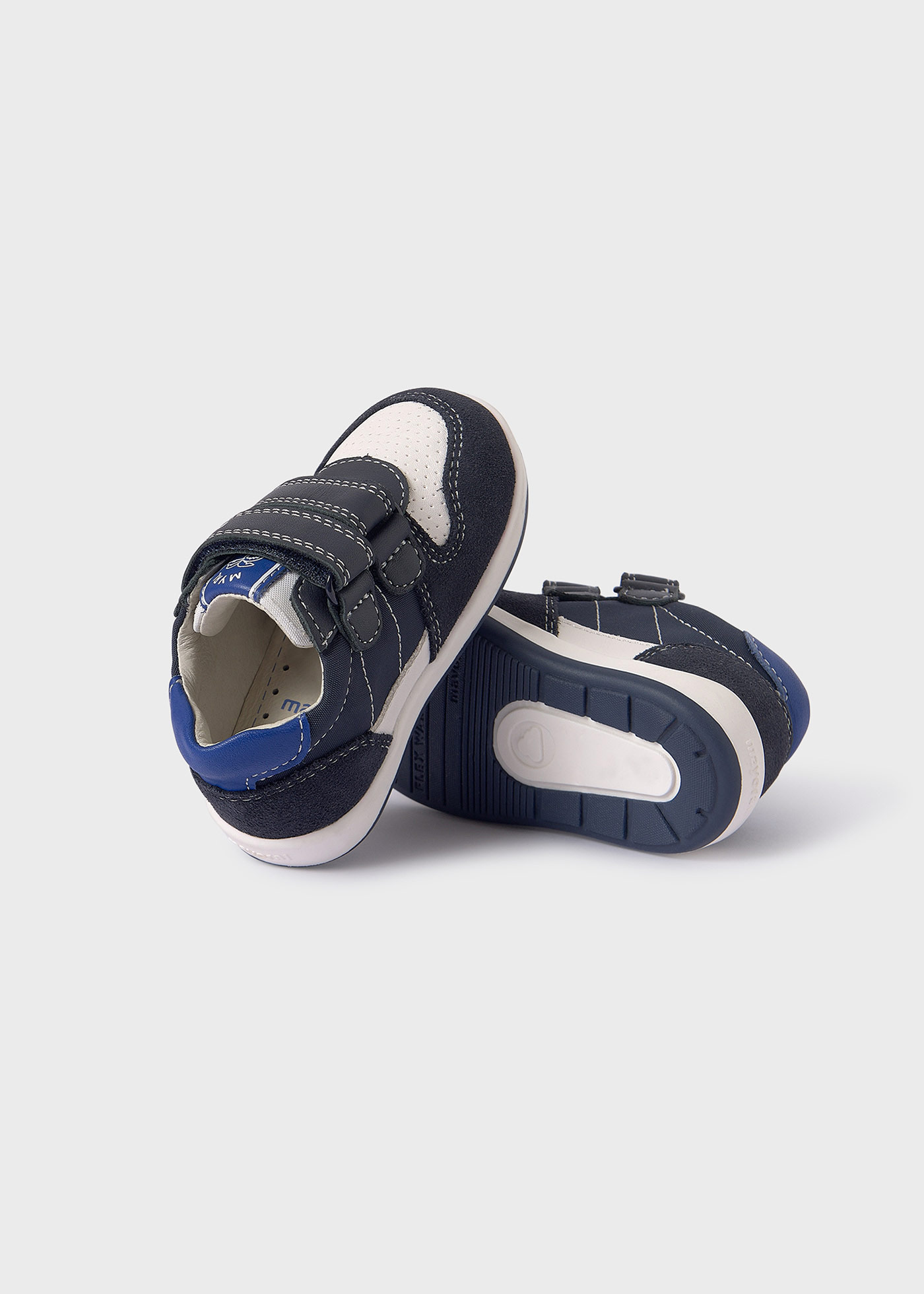 Baby sneakers double velcro strap sustainable leather