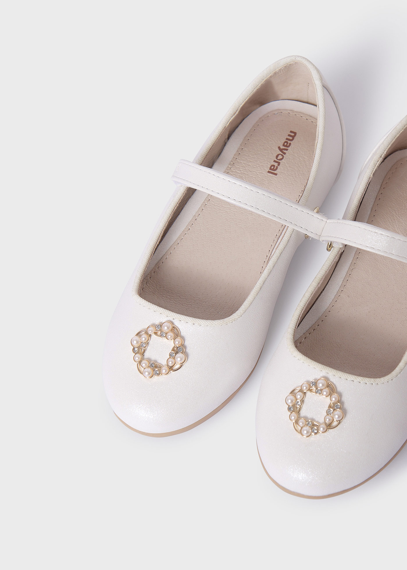 Girl Mary Janes with Rhinestones Sustainable Leather