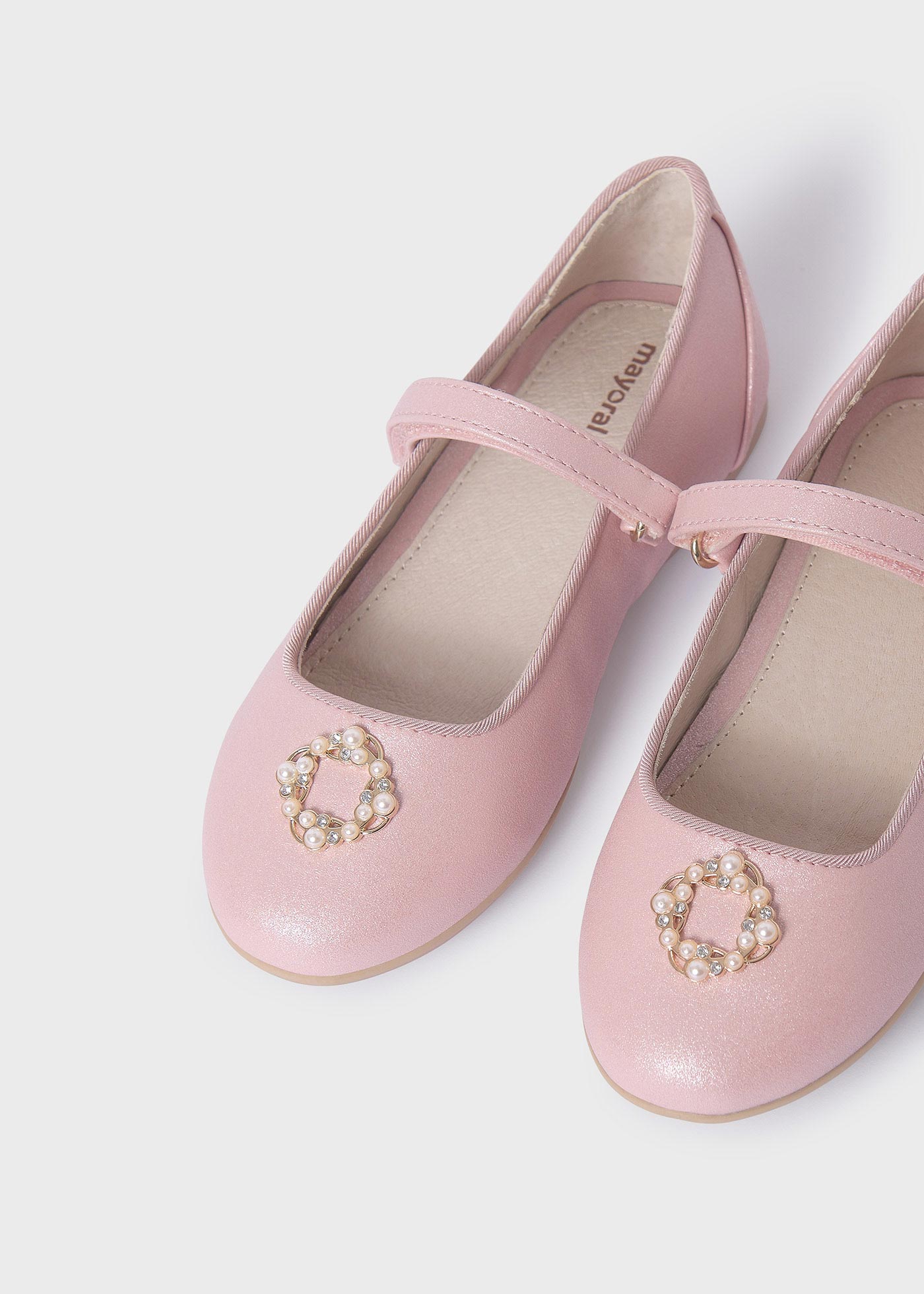 Girl Mary Janes with Rhinestones Sustainable Leather
