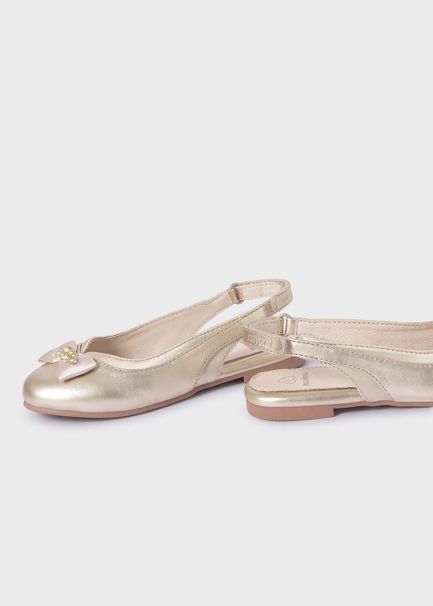 Ballerina aperta al tallone con soletta pelle sostenibile bambina