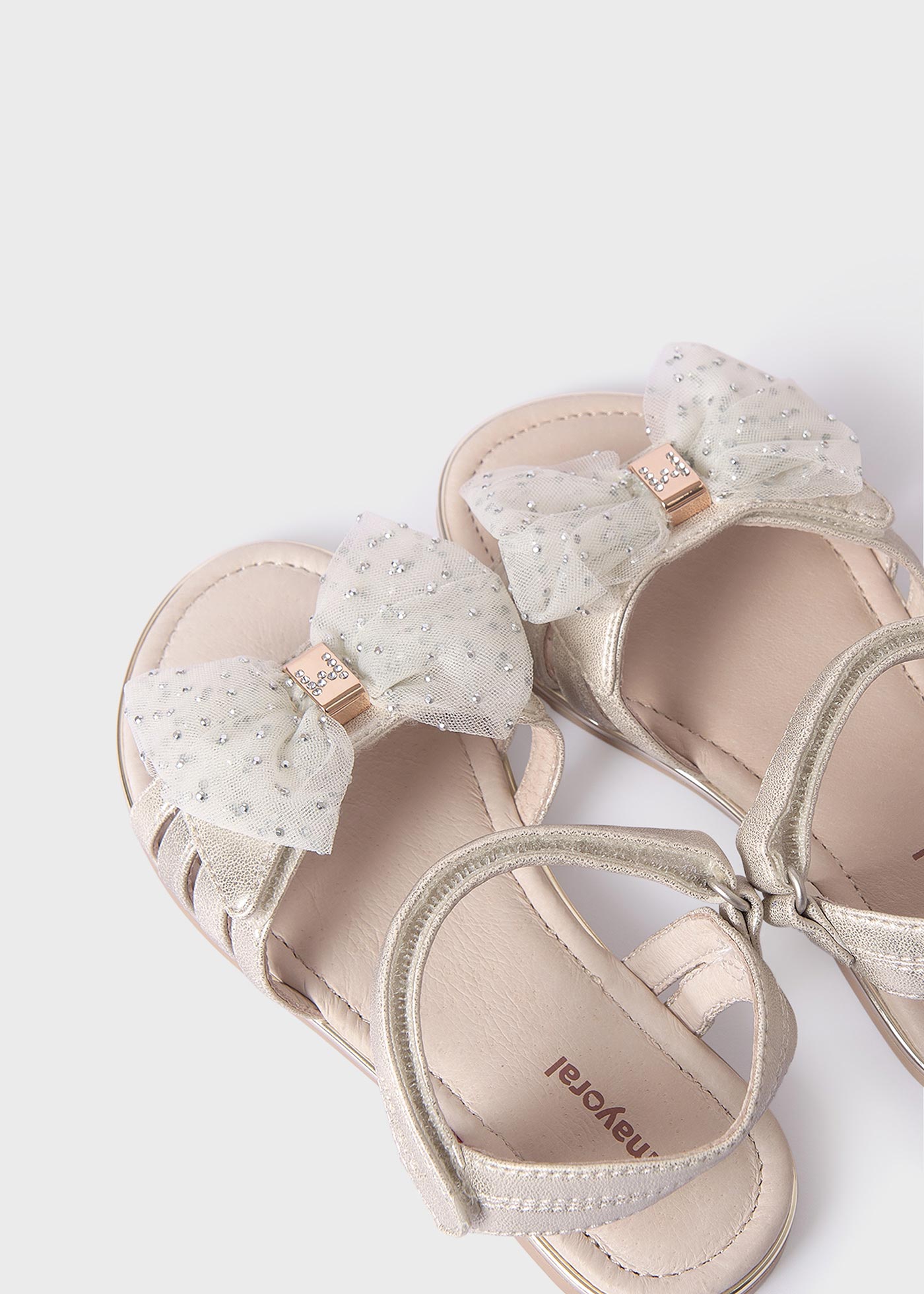 Sandali fiocco soletta pelle sostenibile bambina