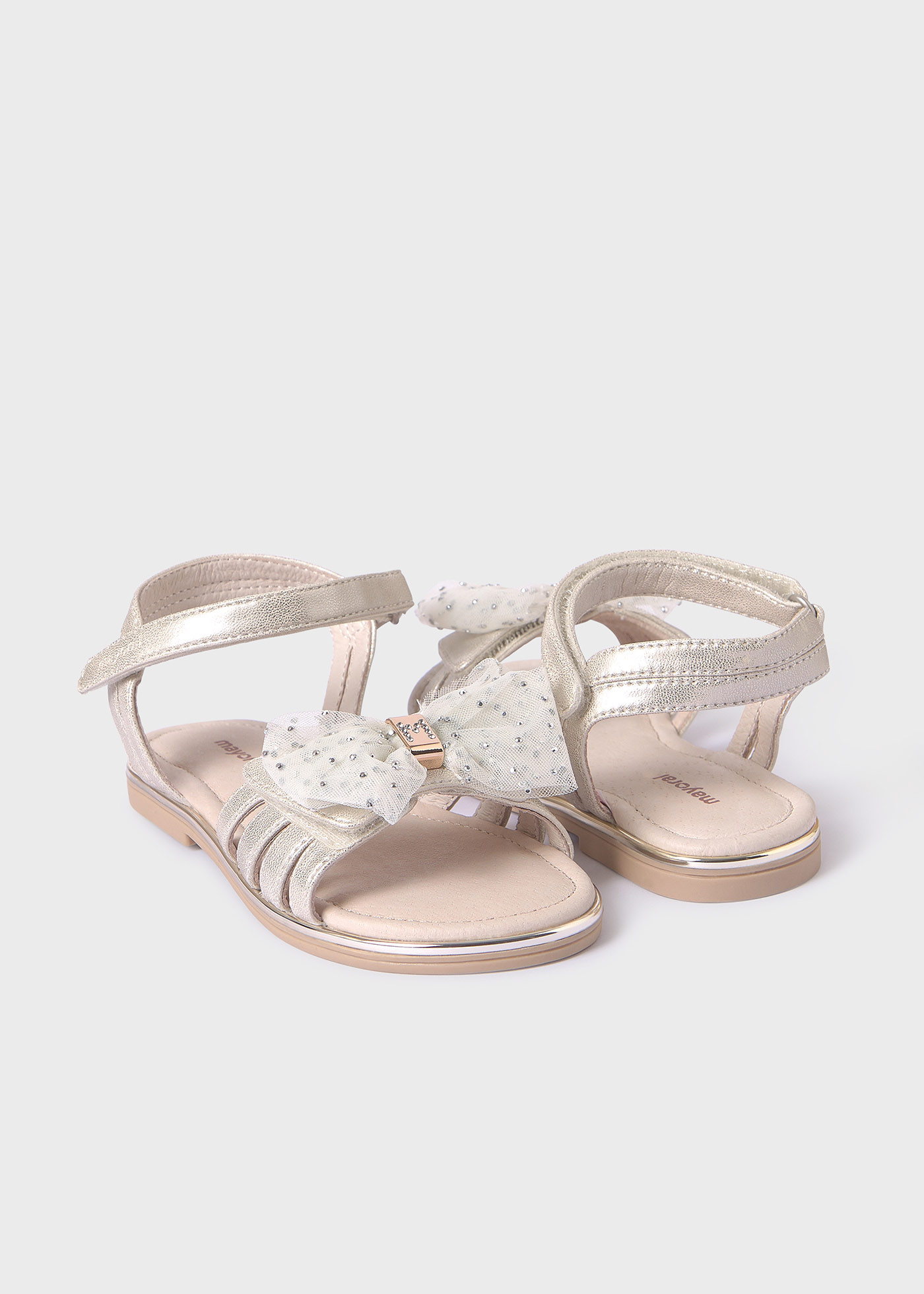 Sandali fiocco soletta pelle sostenibile bambina