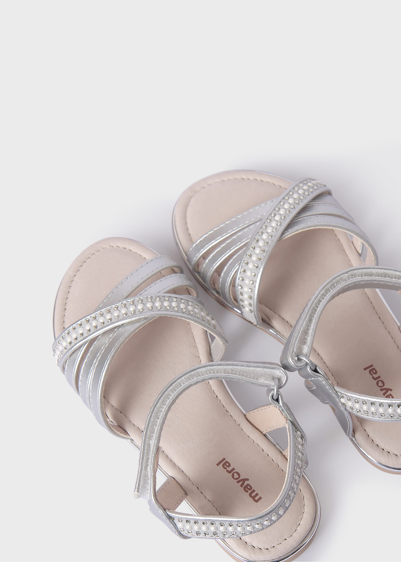 Girls strass sandals sustainable leather