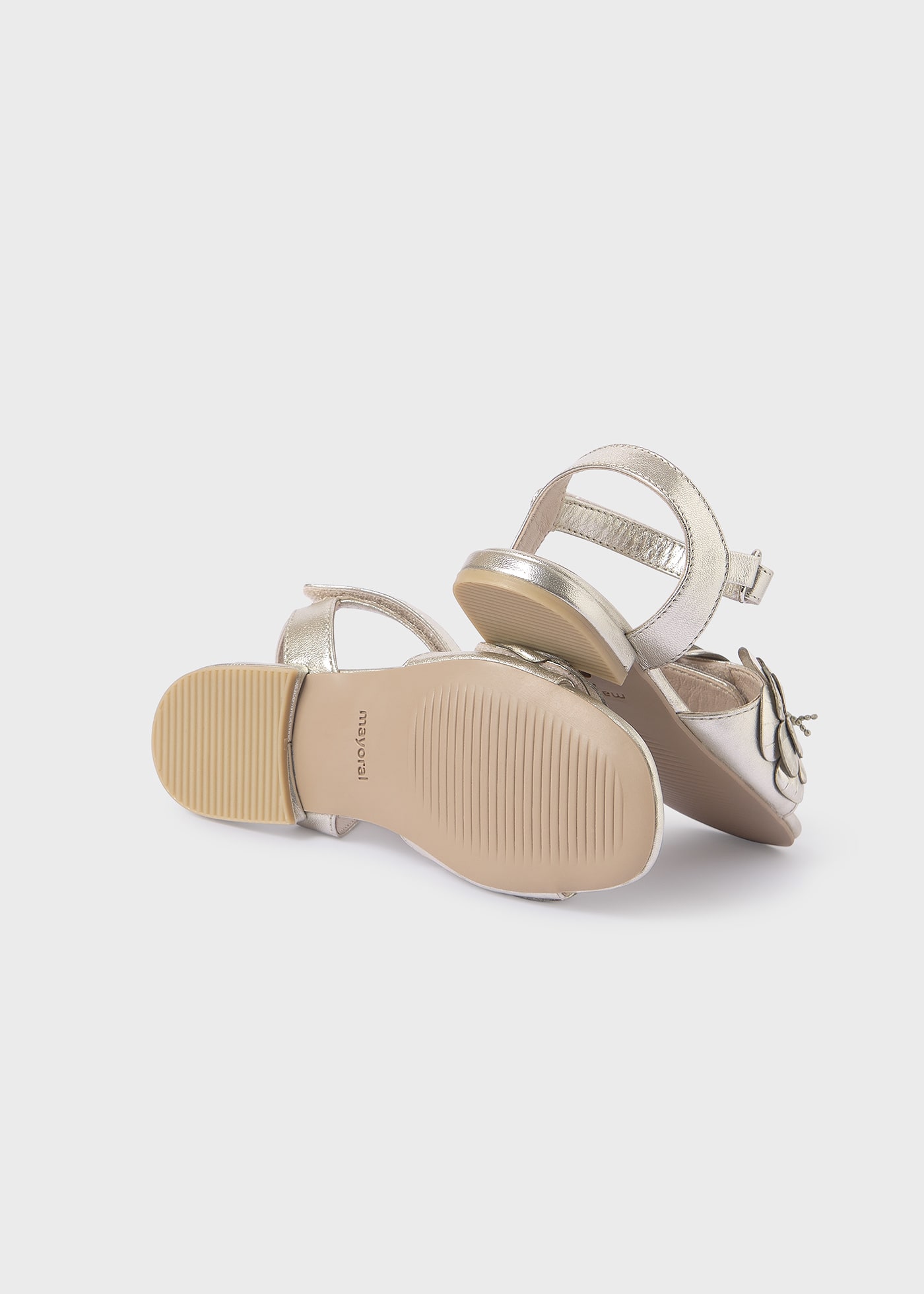 Sandali fiori metallizzati pelle ragazza