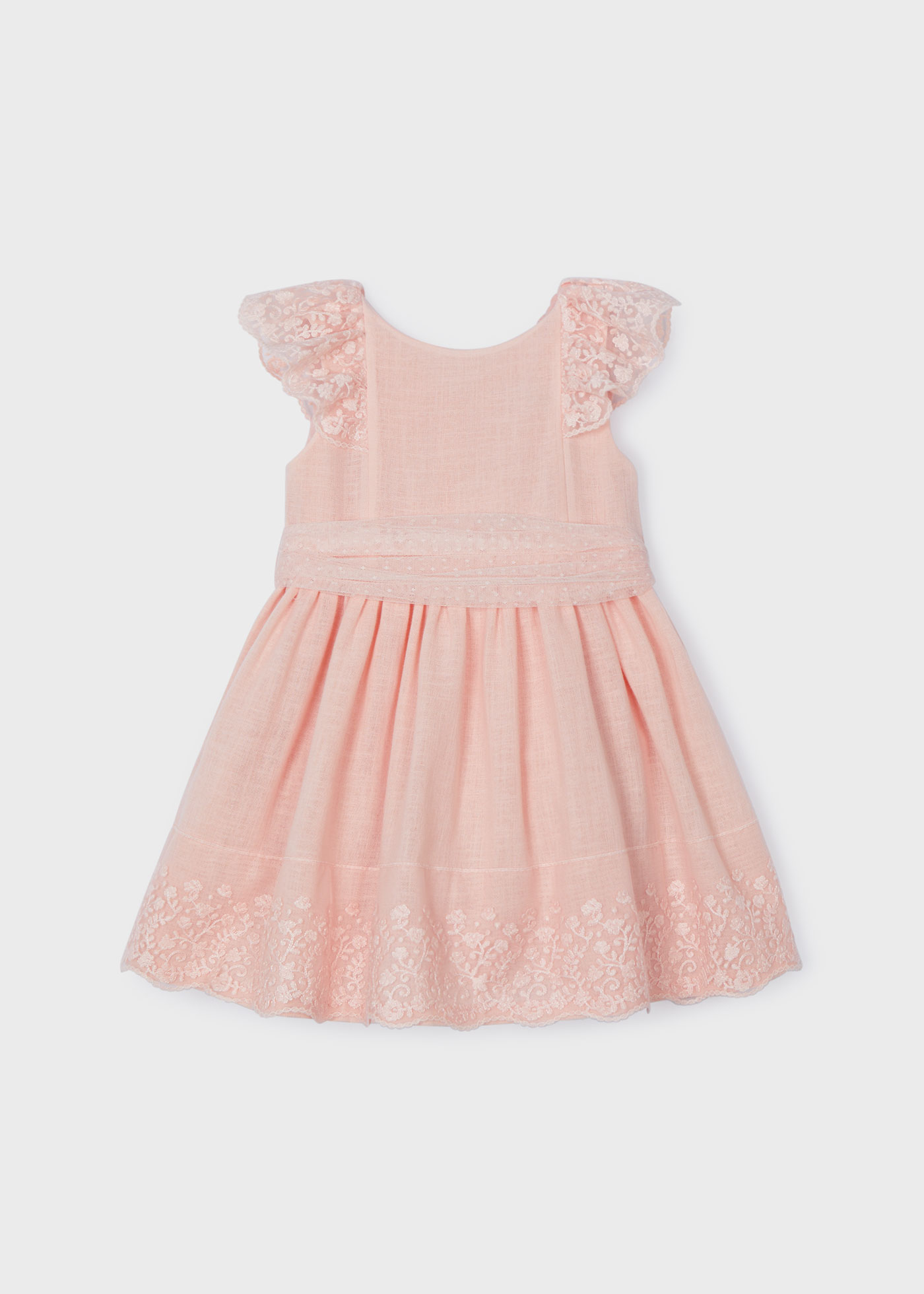 Kleid mit Schleife Leinenanteil Mädchen