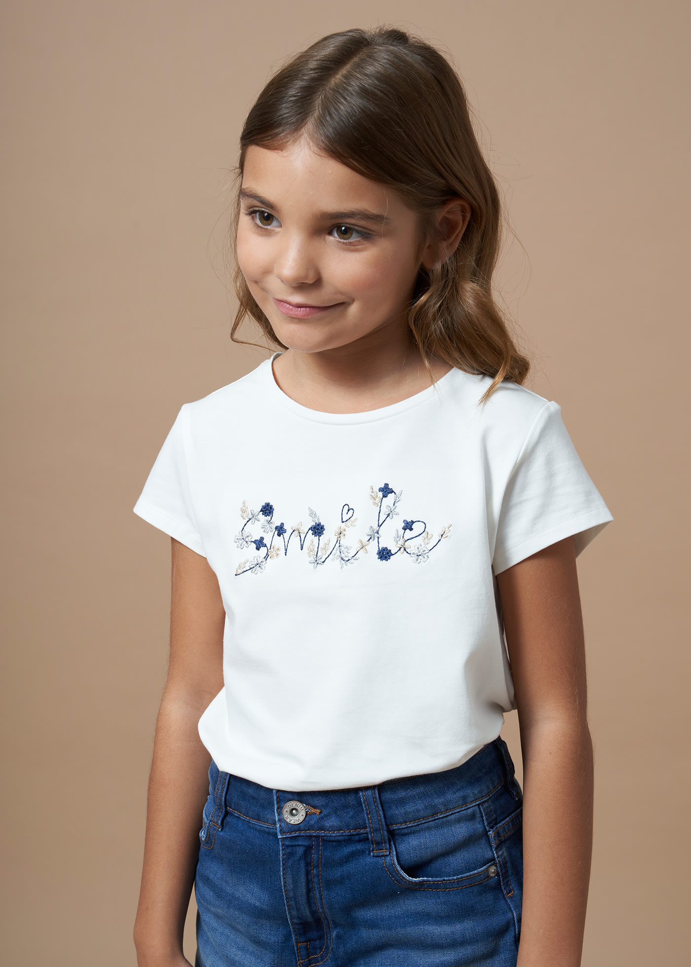 Girl Embroidered Text T-Shirt Better Cotton