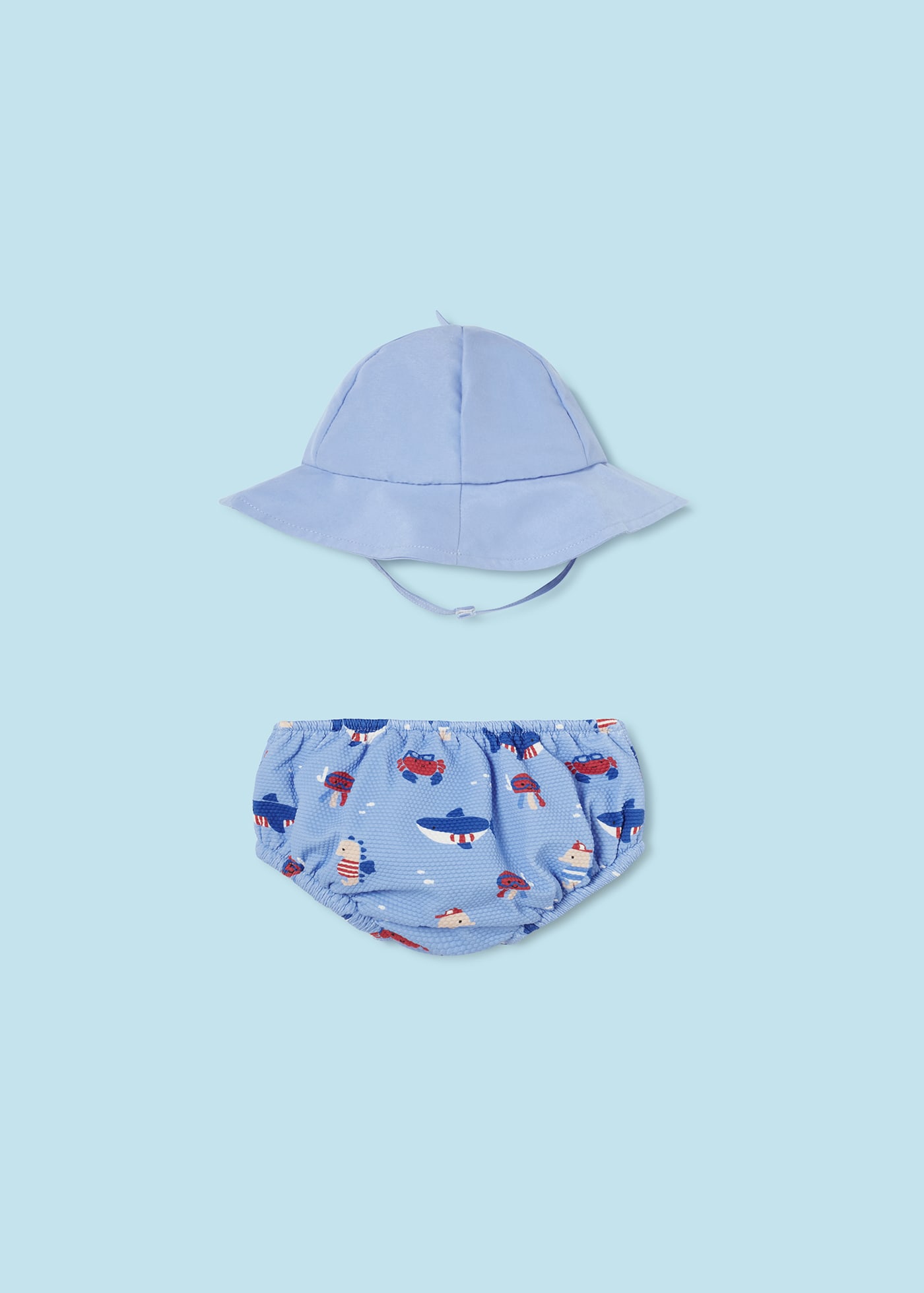 Komplet z kąpielówkami i czapką dla noworodka