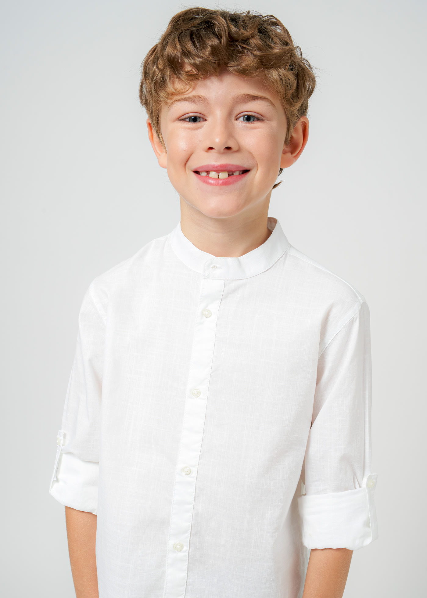 Camicia manica lunga colletto alla coreana Better Cotton ragazzo