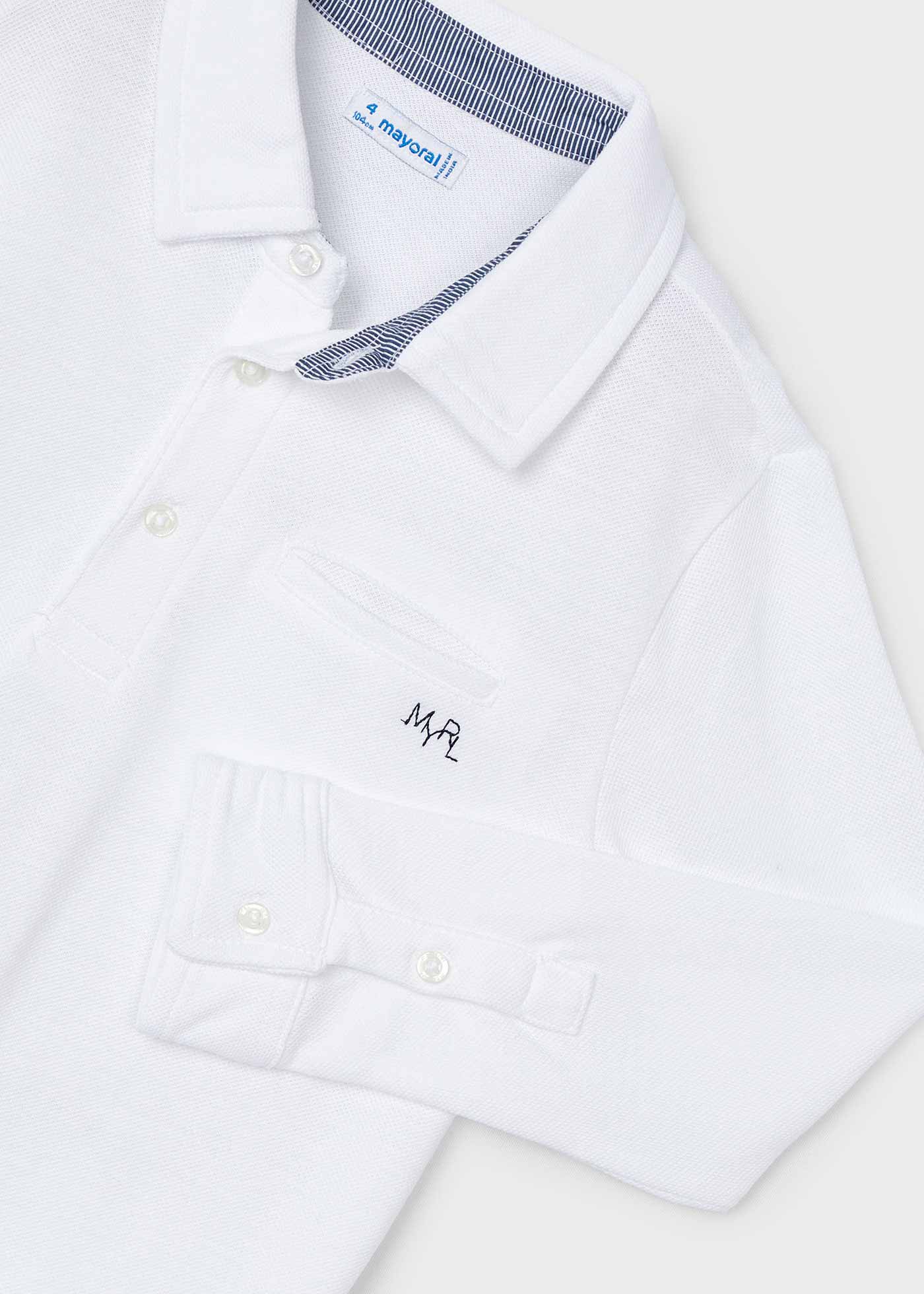 Long sleeve white polo shirt boys best sale