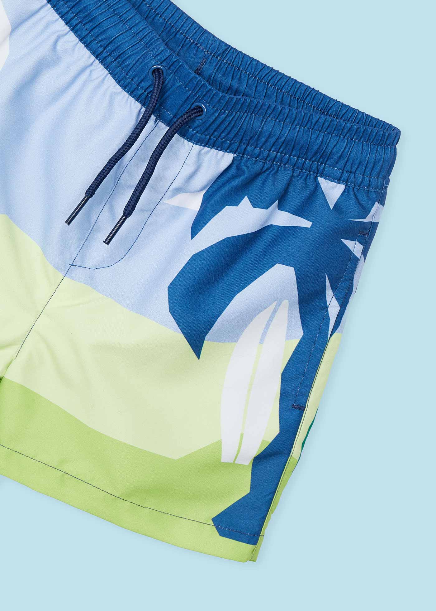 Boy Palm Tree Bermuda Swim Shorts Recycled Polyester