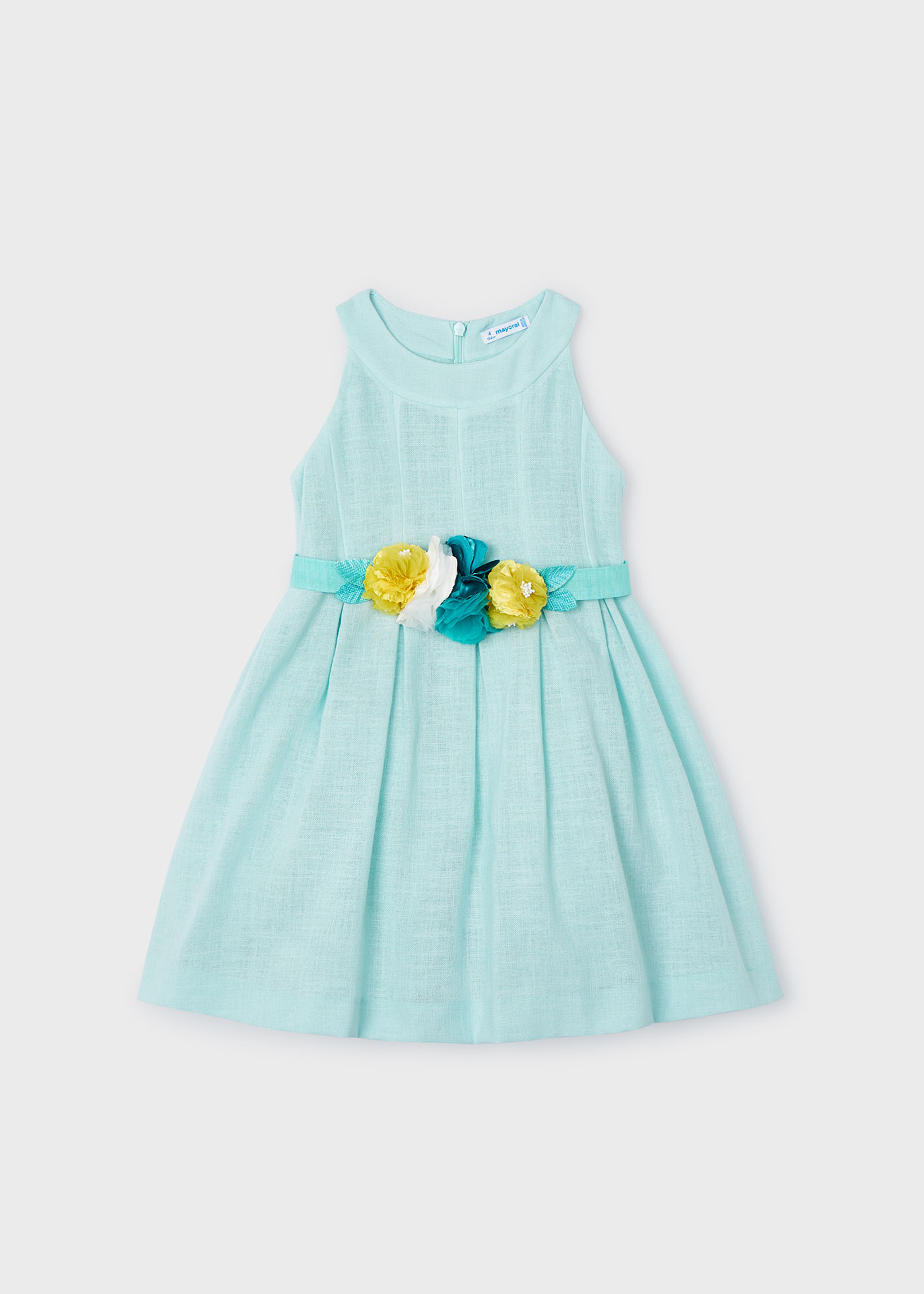 Sukienka z paskiem z kwiatową aplikacją dla dziewczynki