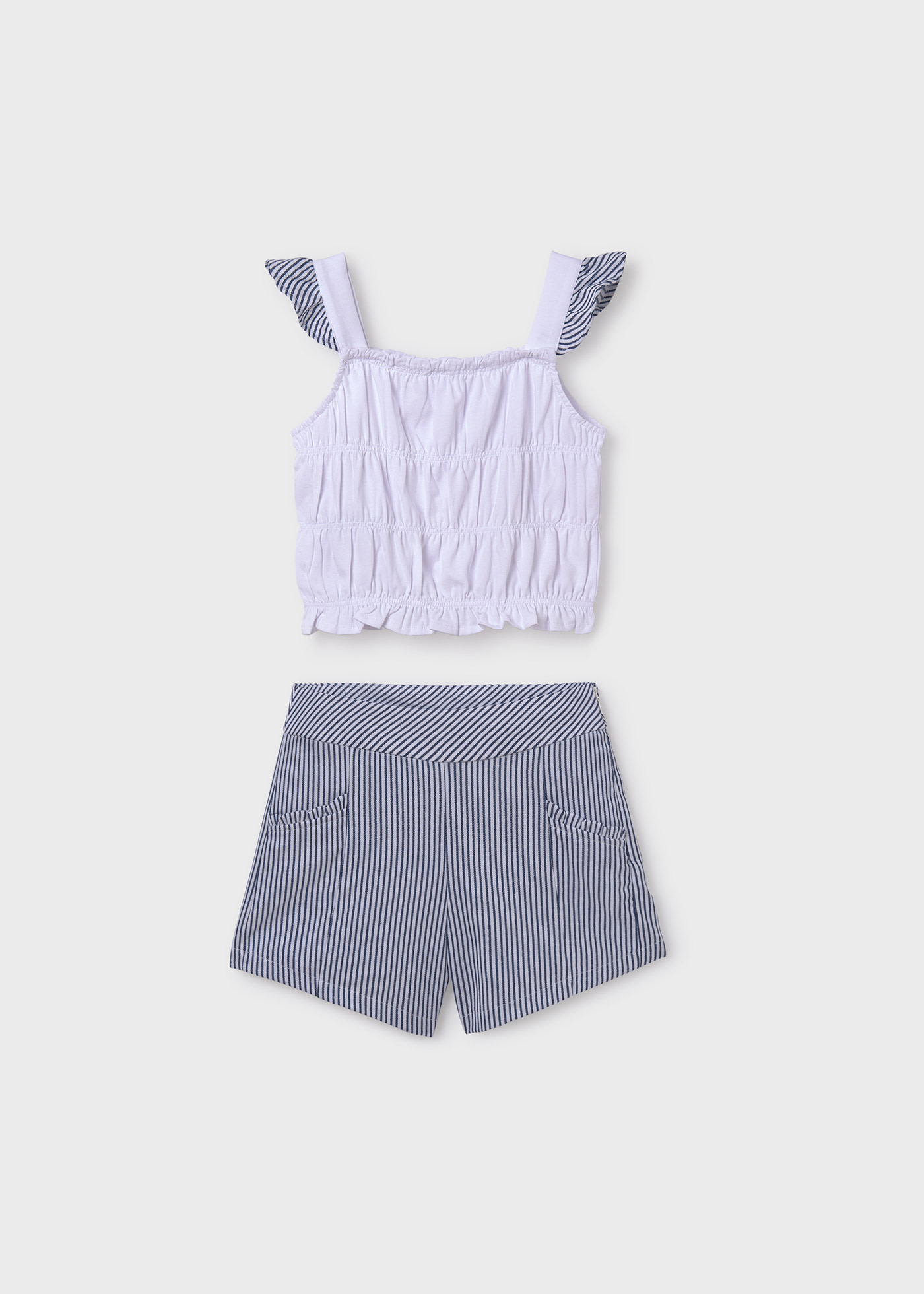 Girl Set with Striped Lurex Bermuda Shorts