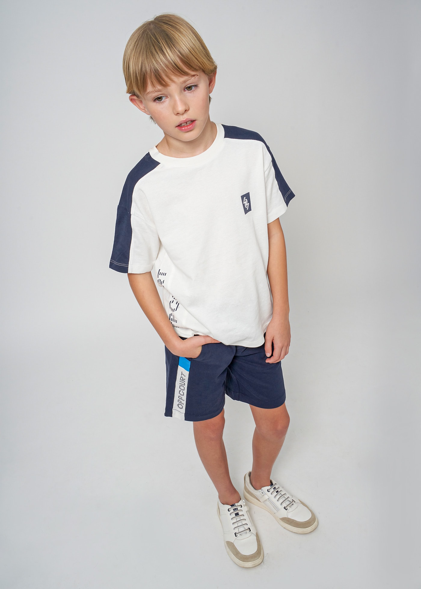 Boys 2-piece sport set Better Cotton Cream-marine | Mayoral ®