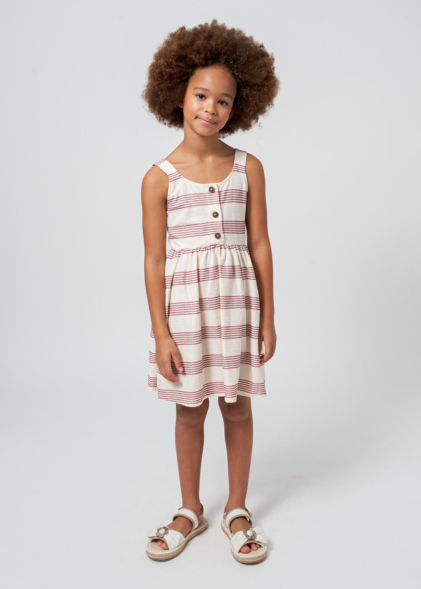 Girl Striped Pique Dress