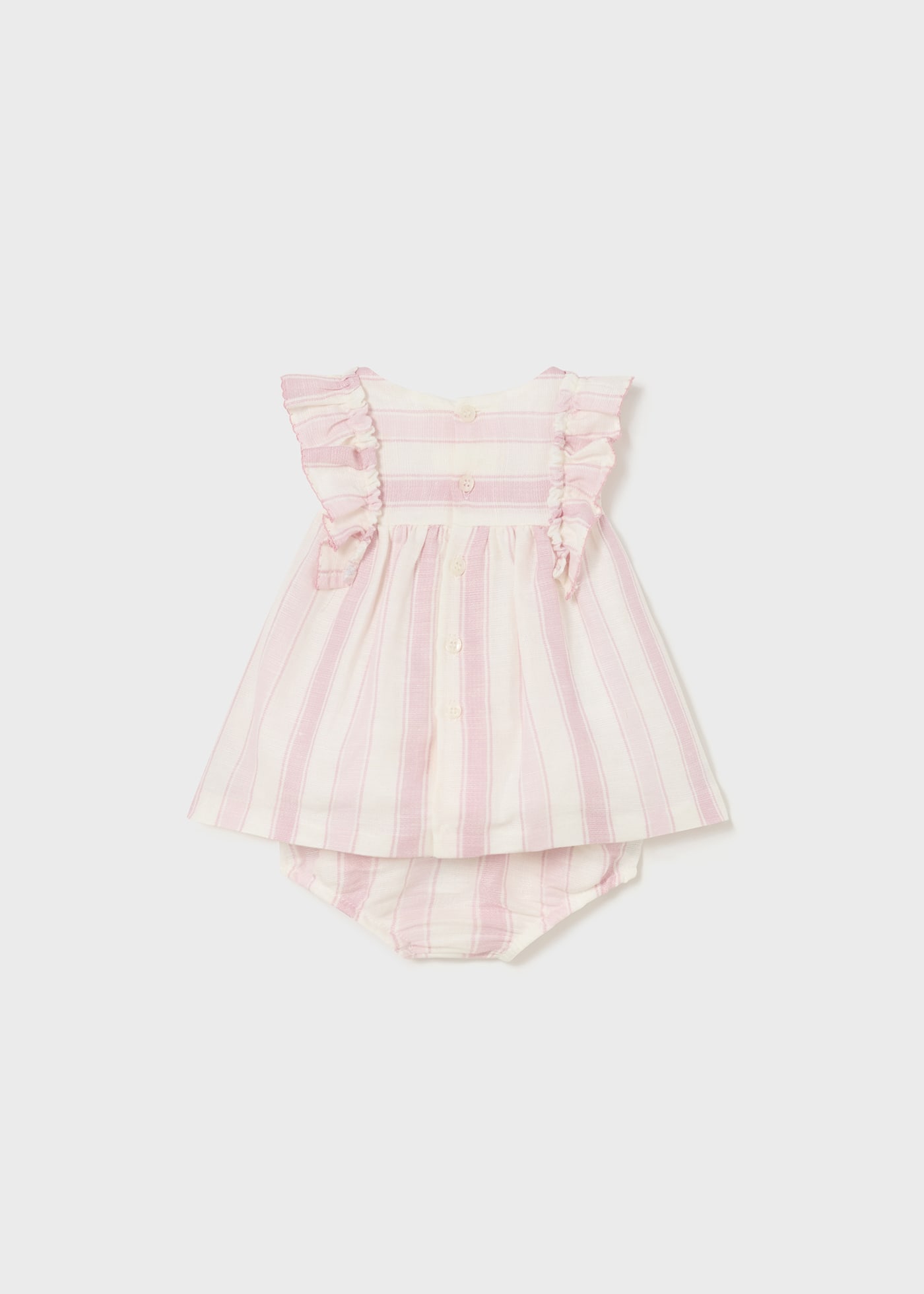 Vestito con copri pannolino righe lino neonata