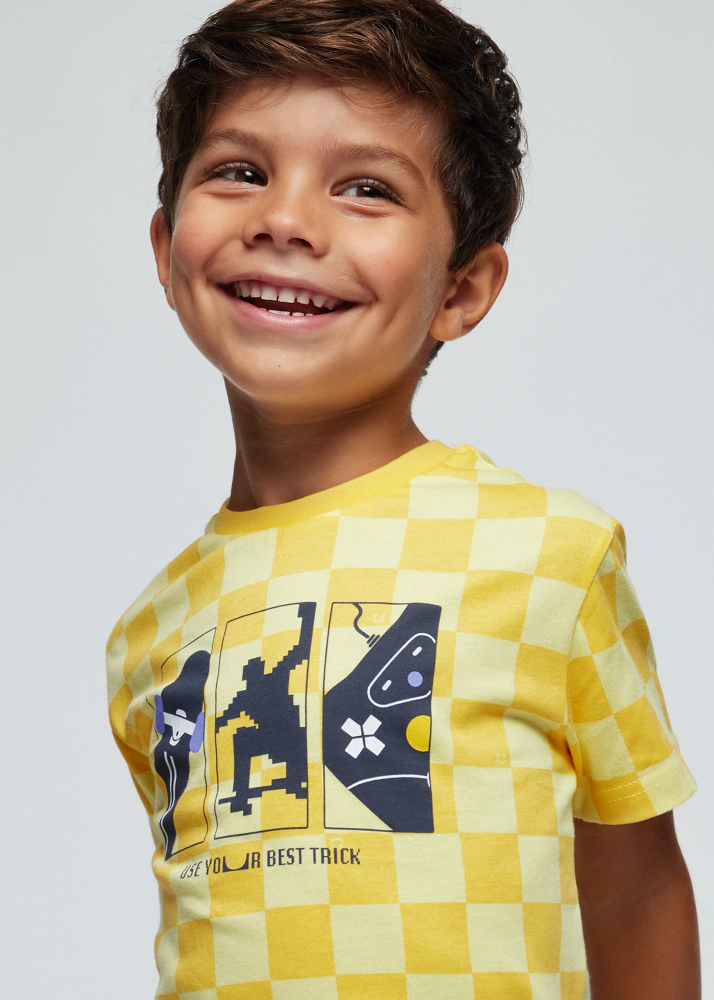 T-Shirt Schachbrettmuster Better Cotton Jungen