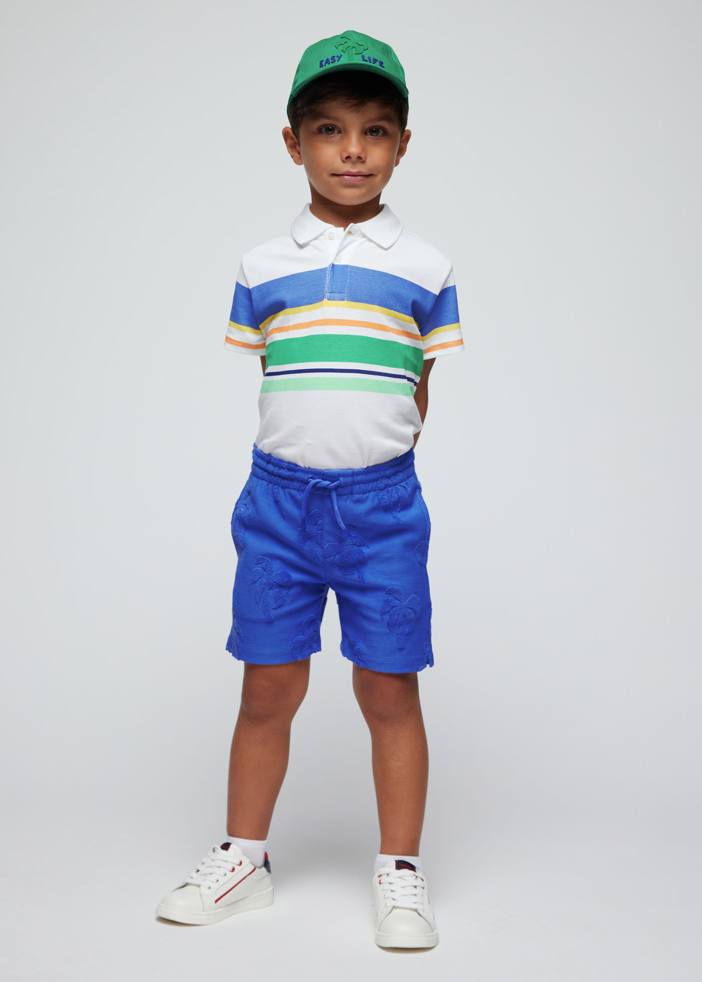 Boys gathered shorts palm print