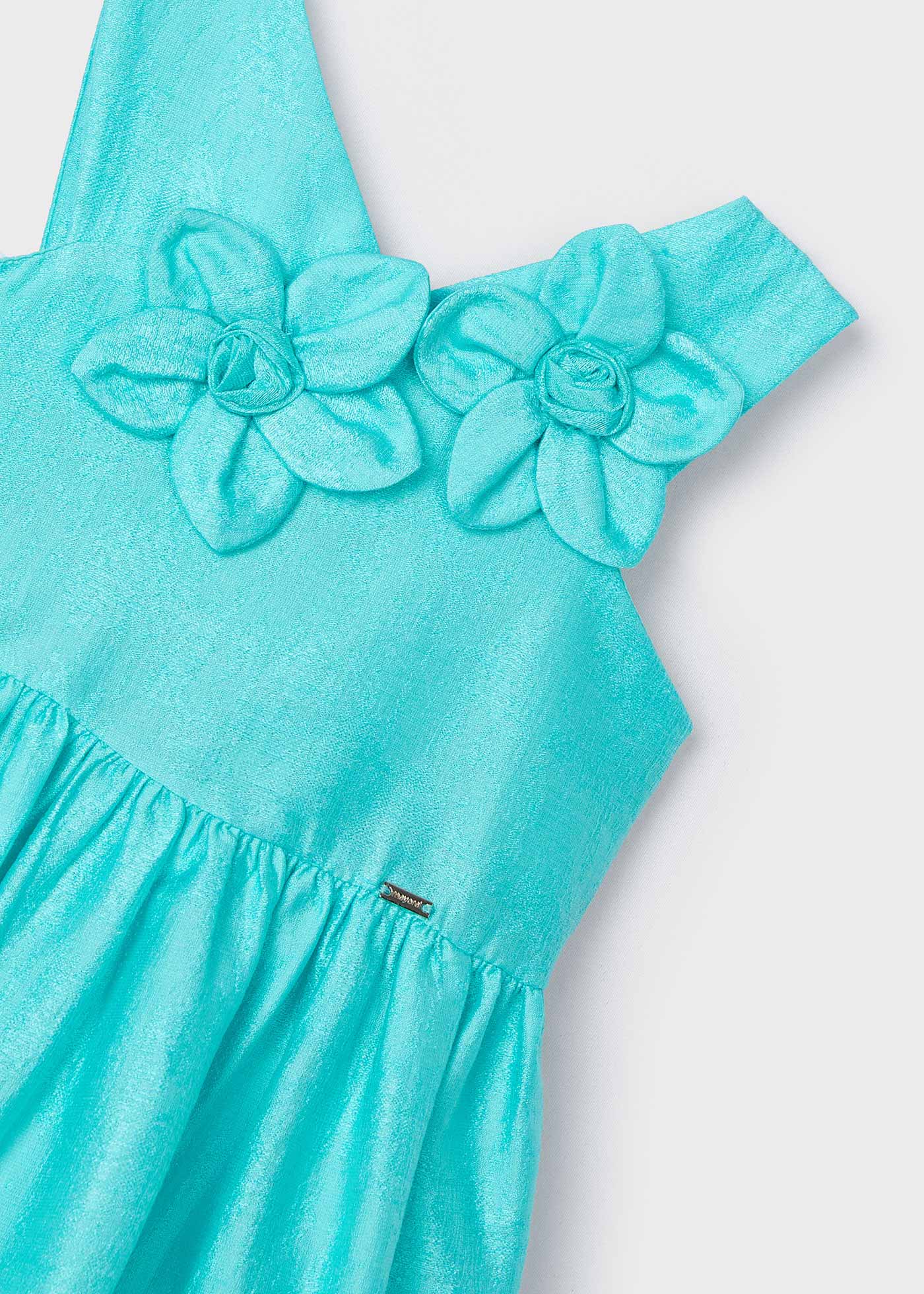 Vestido flores relieve lino niña