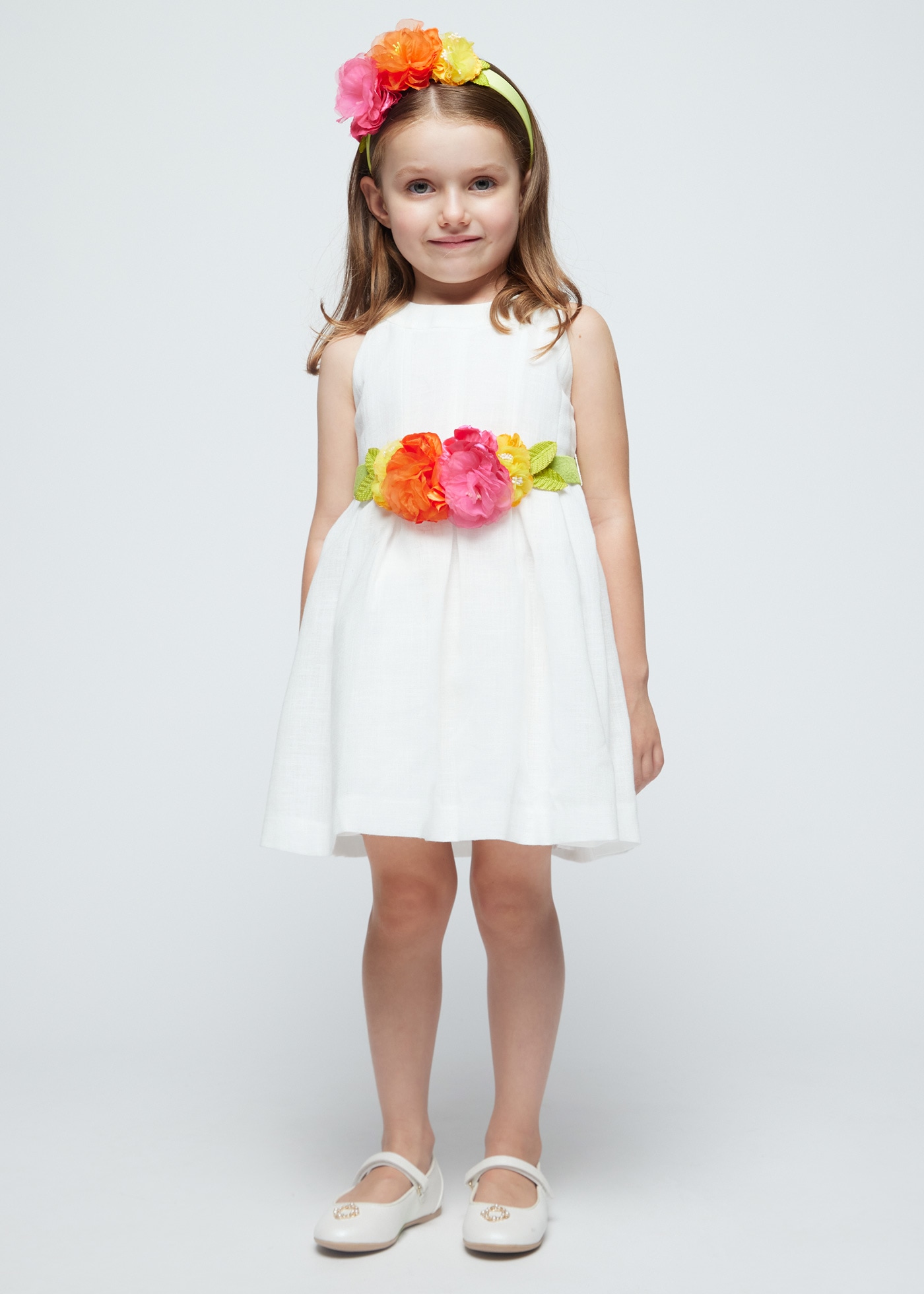 Vestito con cinta floreale bambina