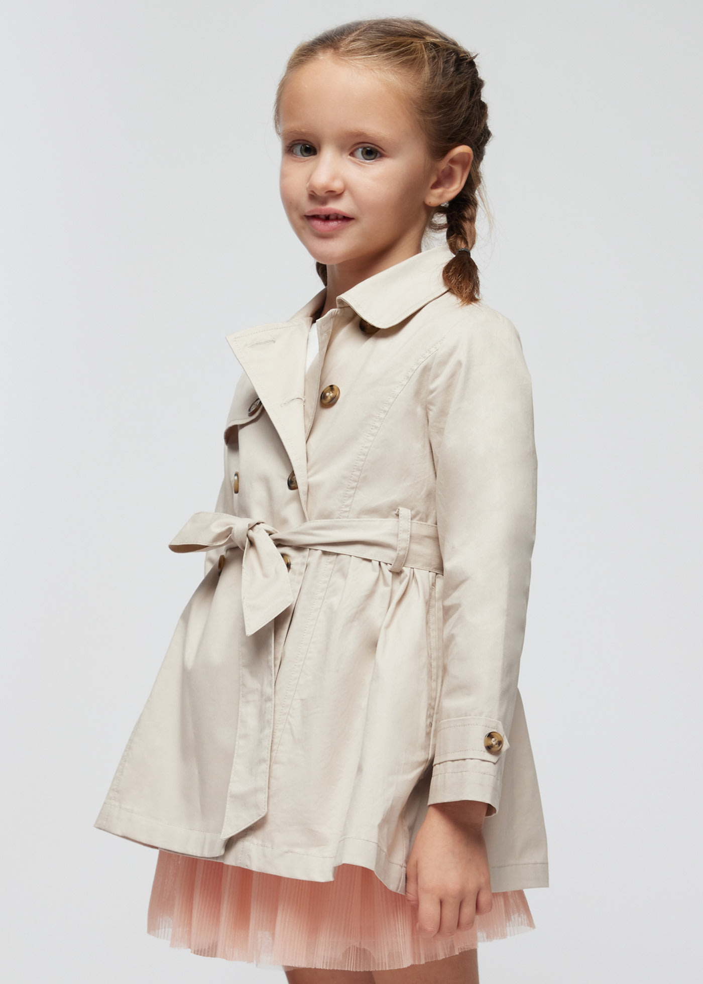 Girl tie trench coat