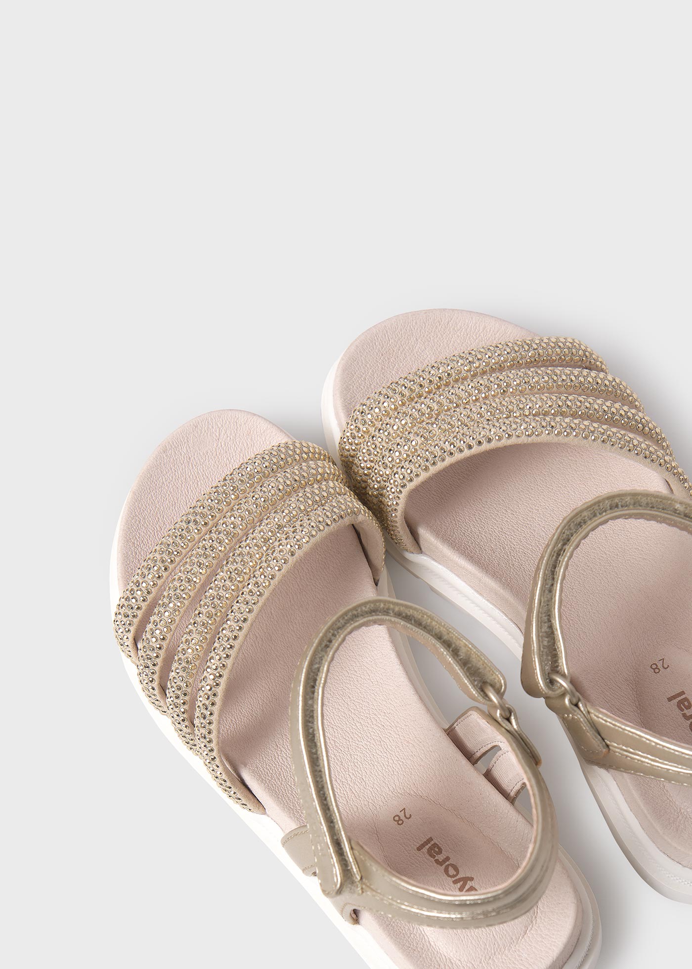 Girls shimmered sandals sustainable leather