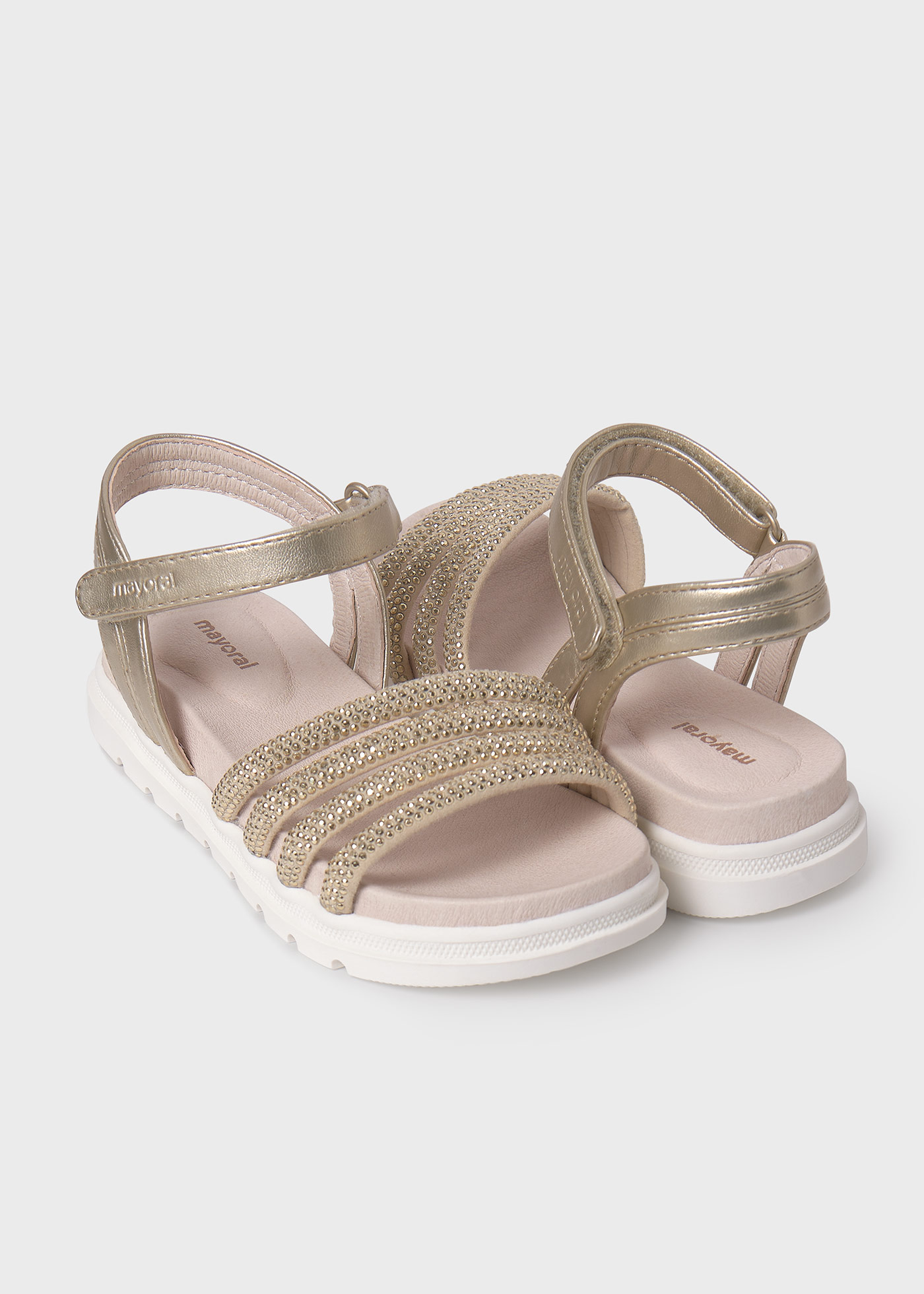 Girls shimmered sandals sustainable leather