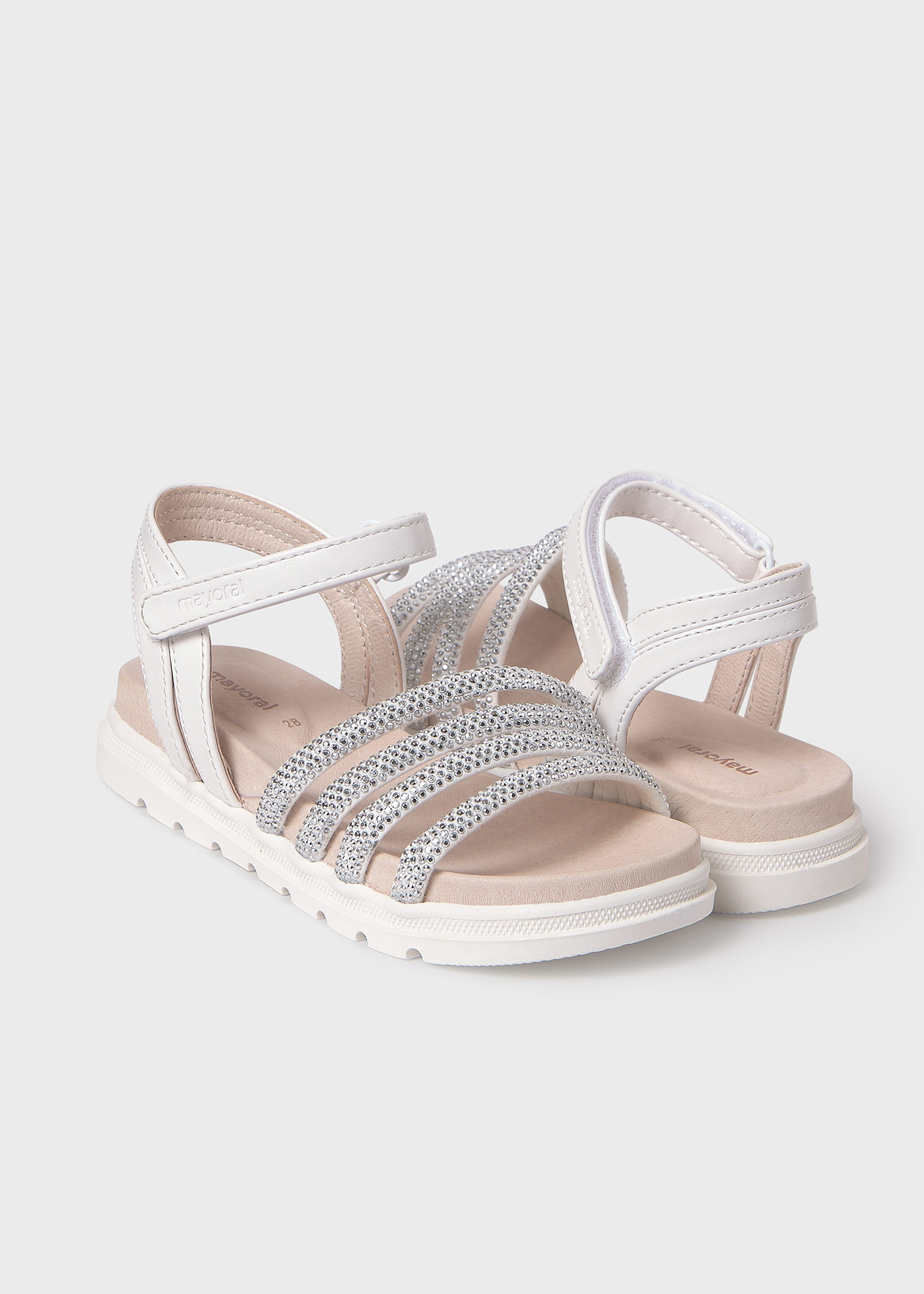 Girls shimmered sandals sustainable leather