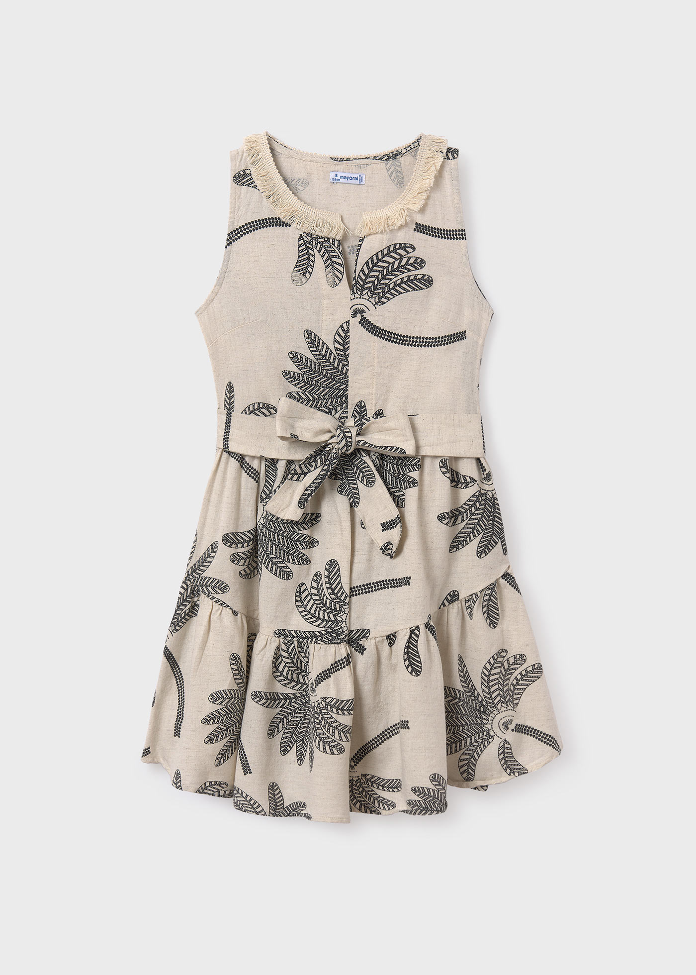 Girl Palm Tree Linen Dress