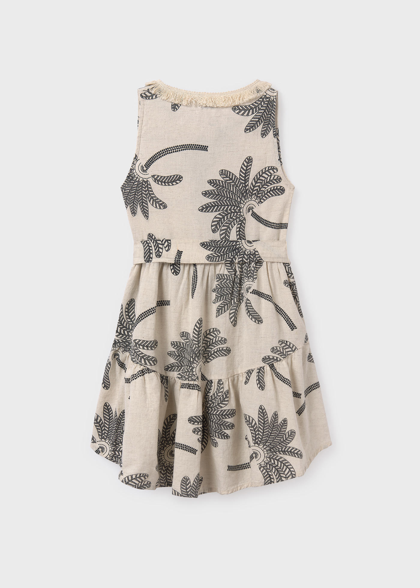 Girl Palm Tree Linen Dress