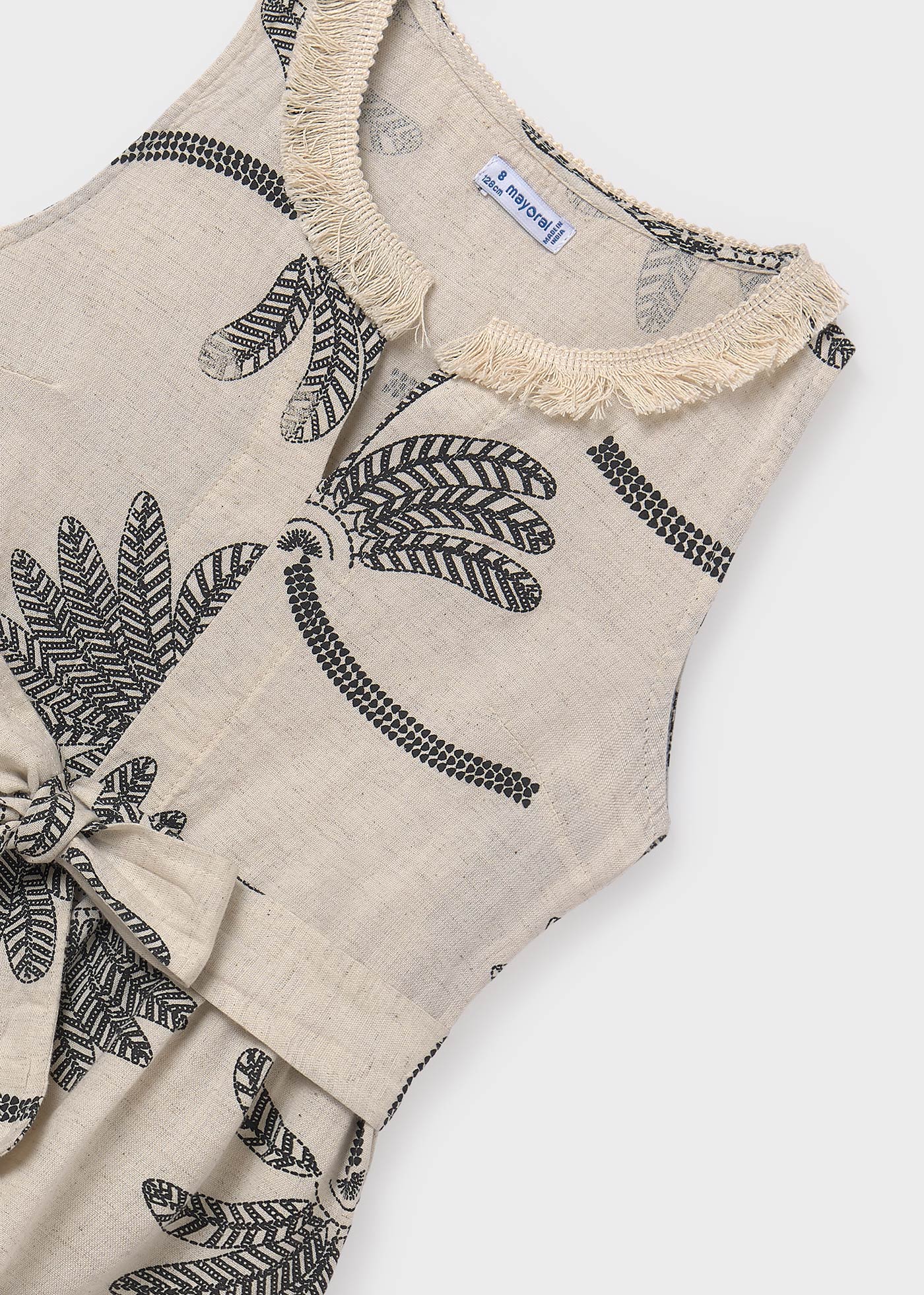 Girl Palm Tree Linen Dress