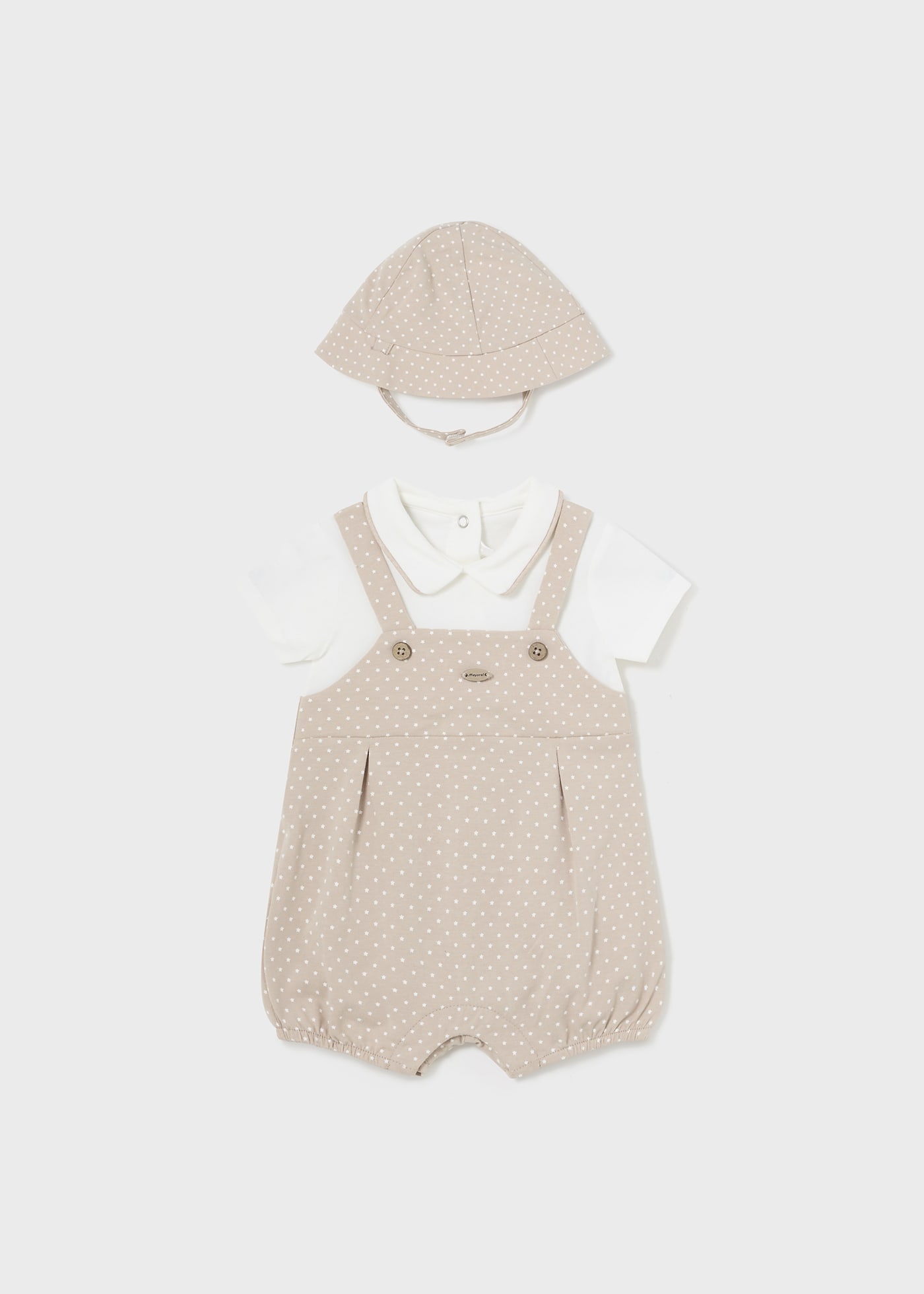 Newborn Dungaree Style Bodysuit with Bucket hat Better Cotton