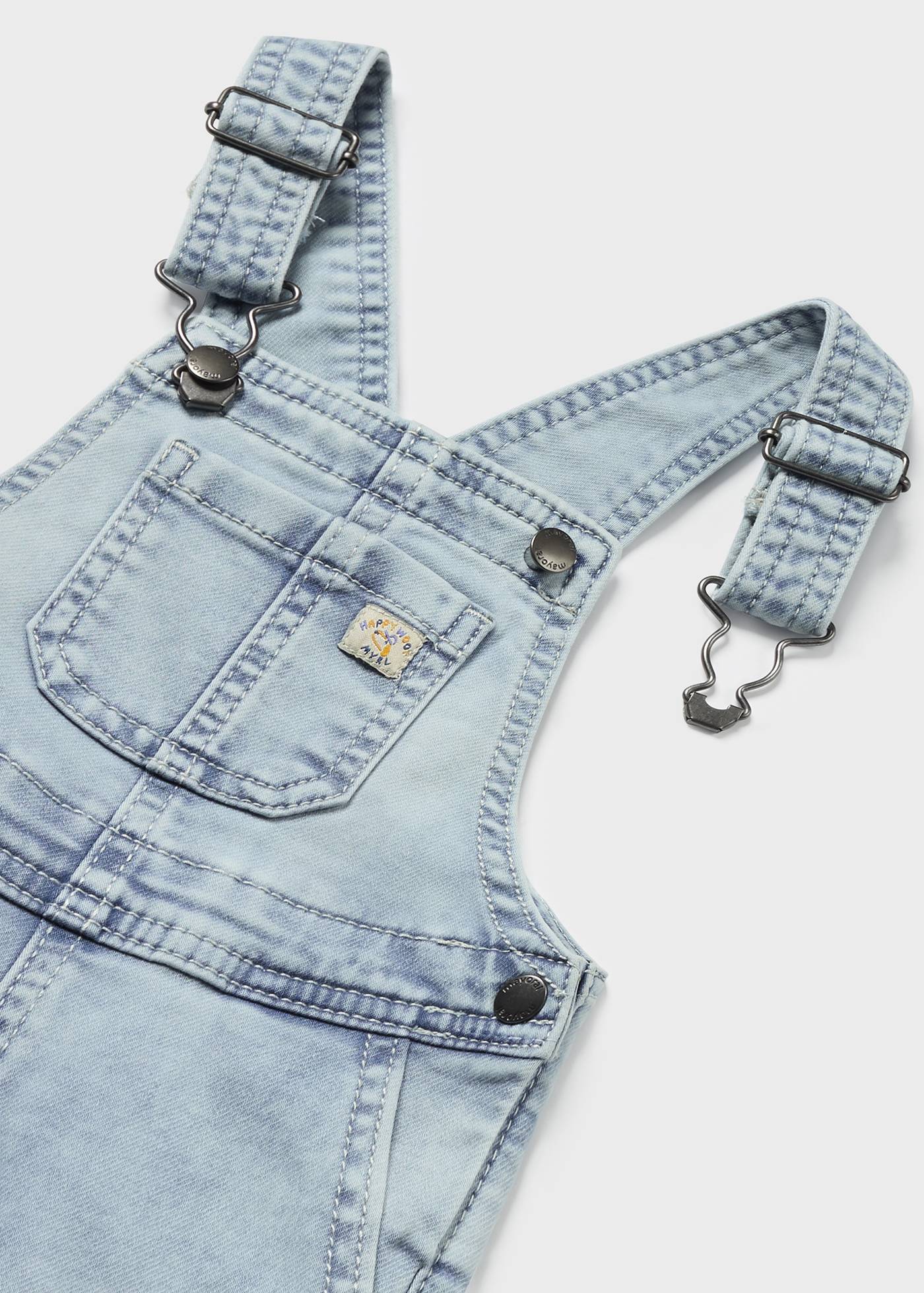 Ogrodniczki krótkie jeansowe Better Cotton dla niemowlęcia