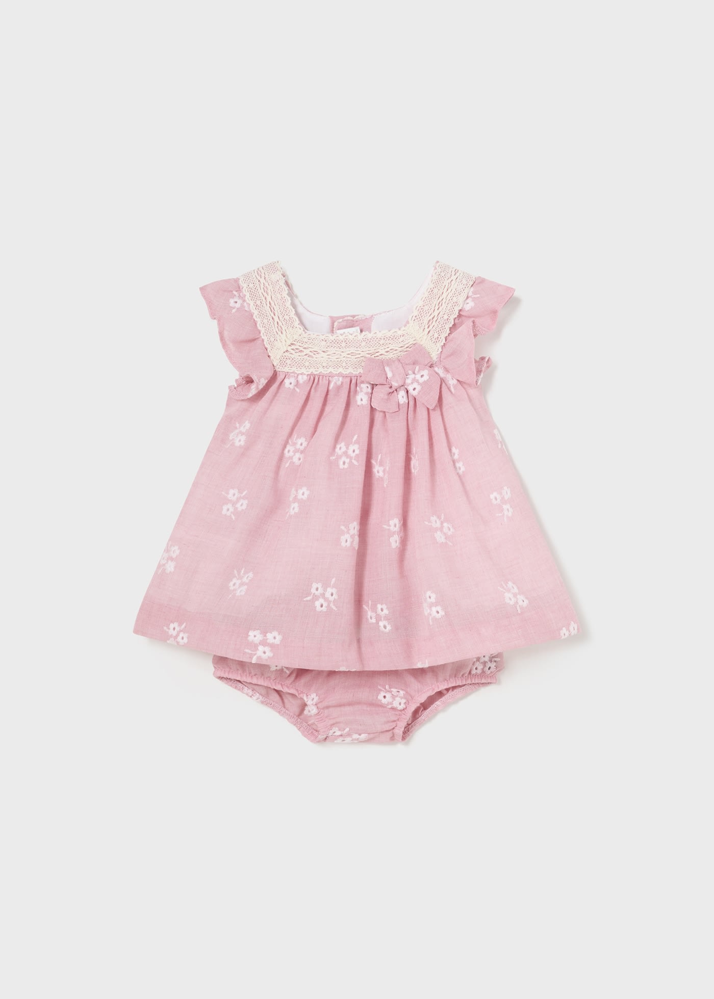 Newborn Embroidered Dress with Nappy Cover