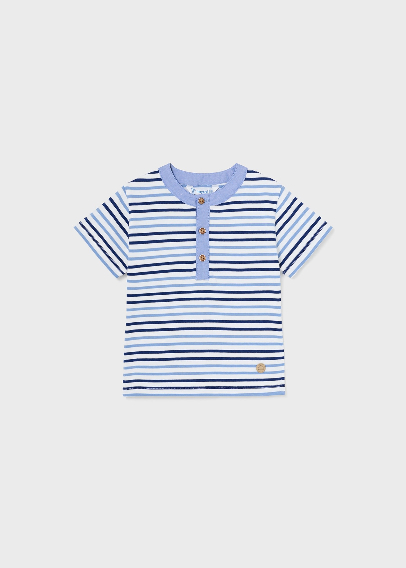 Baby Striped Grandad Collar T-Shirt Better Cotton
